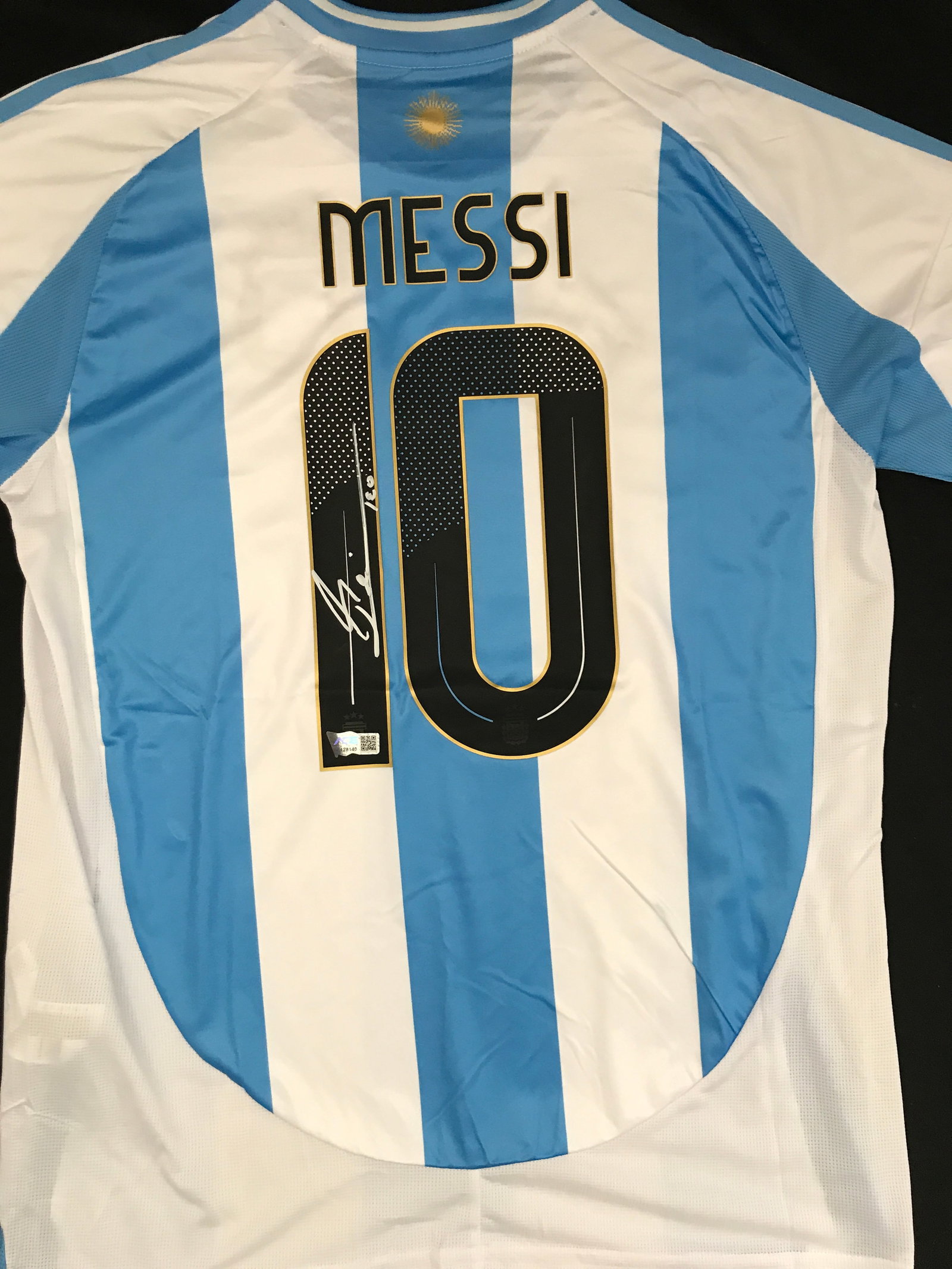 LIONEL MESSI SIGNED ARGENTINA SOCCER JERSEY WITH COA: Prices are in Canadian dollars