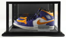 MAGIC JOHNSON SIGNED NIKE AIR JORDAN SHOE IN DISPLAY CASE (BECKETT COA)