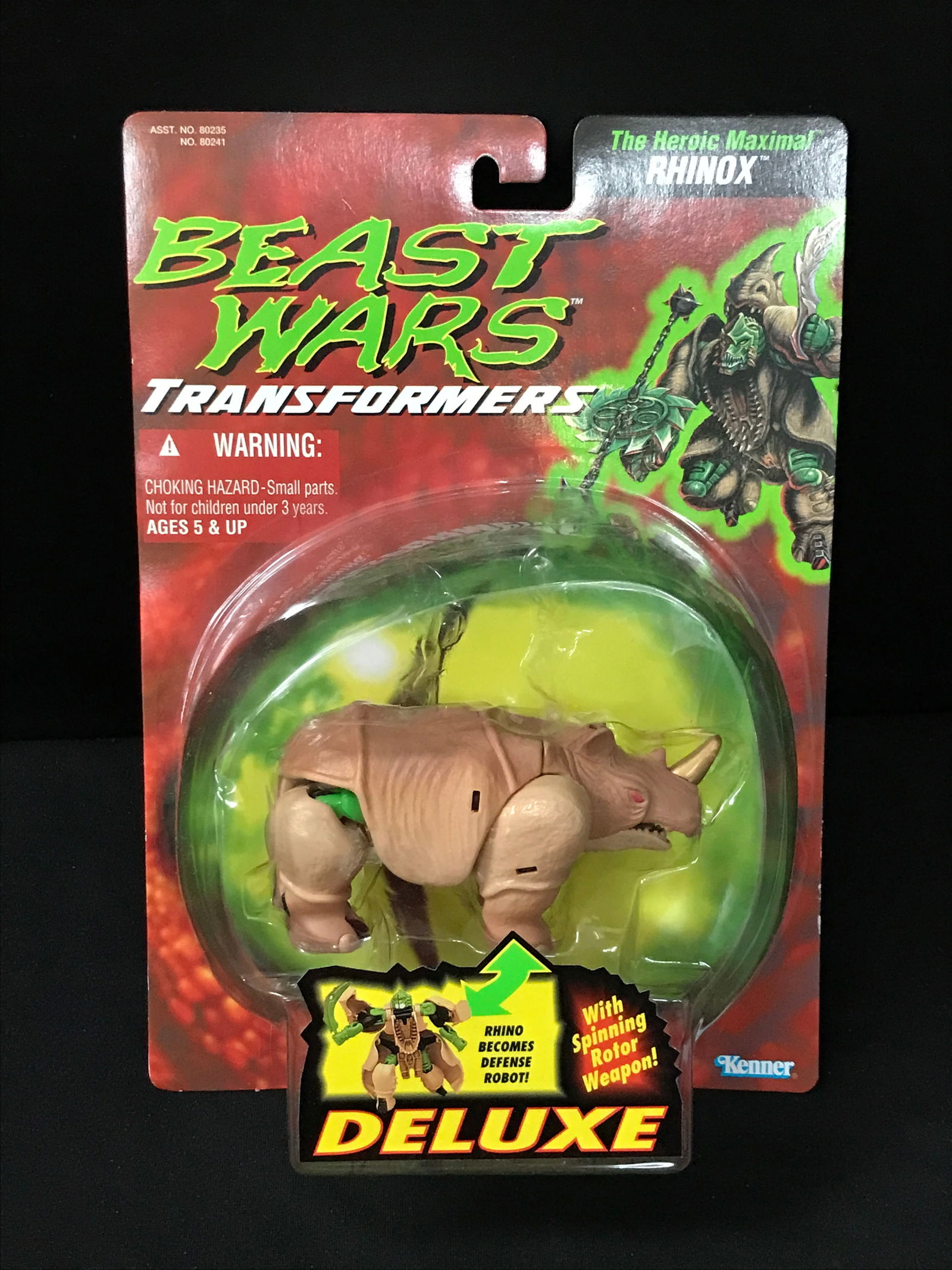 VINTAGE SEALED TRANSFORMERS BEAST WARS ACTION FIGURE SEALED IN PACK - RHINOX (1 of 2)