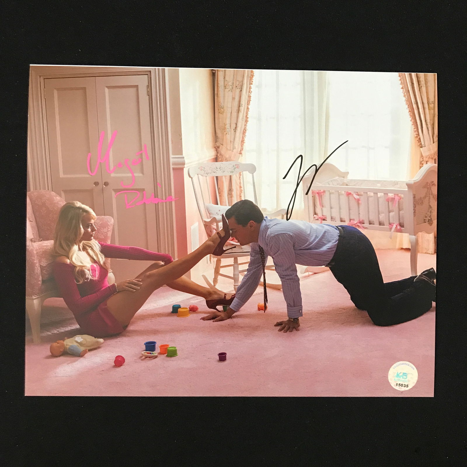 MARGOT ROBBIE AND LEONARDO DI CAPRIO SIGNED WOLF OF WALL STREET 8X10 - KB COA (1 of 1)