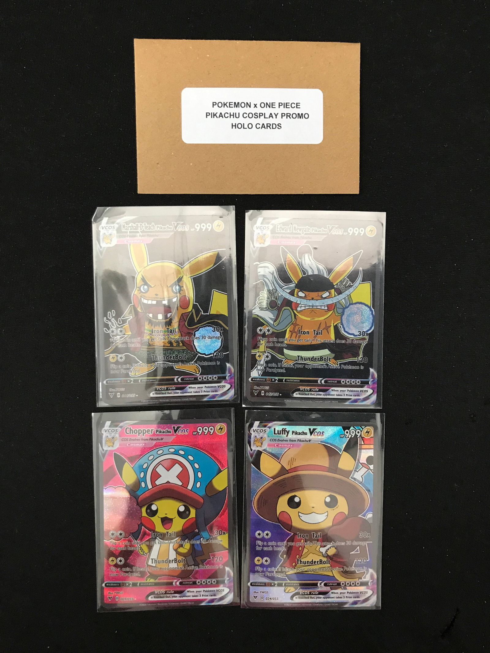 LOT OF 4 POKEMON ONE PIECE COSPLAY PROMO HOLO CARDS: Prices are in Canadian dollars