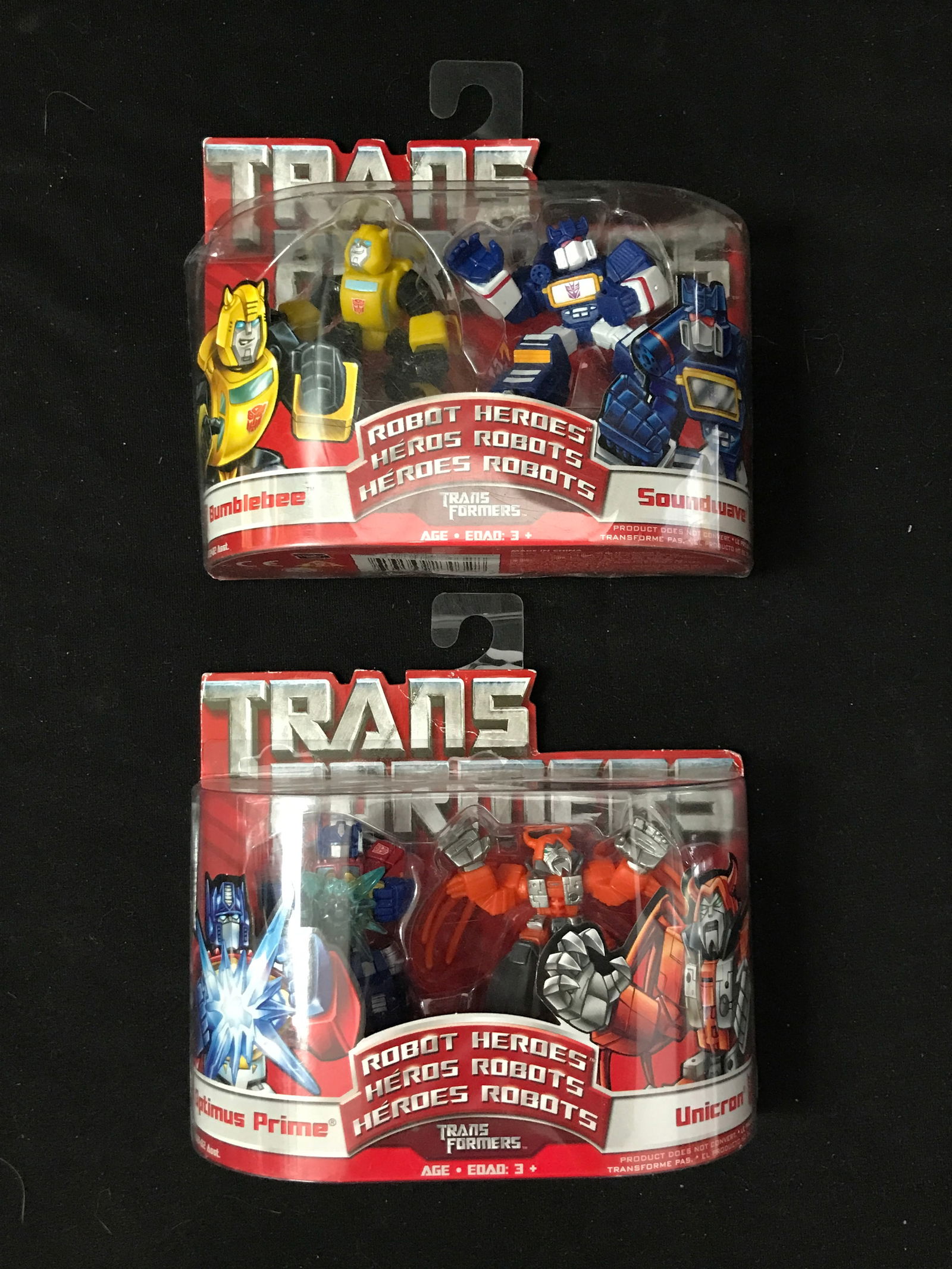 LOT OF 2 TRANSFORMERS ROBOT HEROES  ACTION FIGURES - NEW IN PACKS (1 of 1)