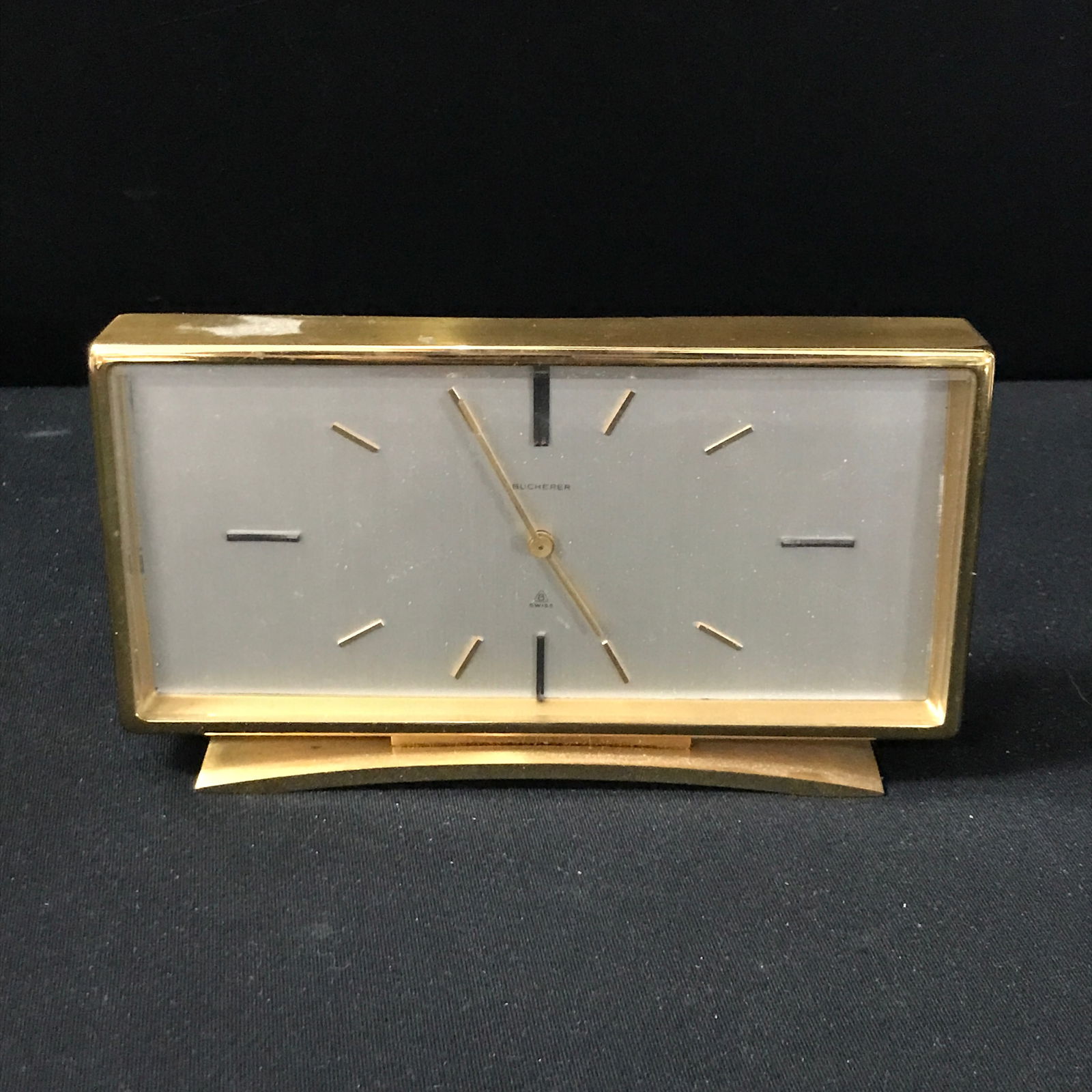 RARE ROLEX BUCHERER BRASS TABLE ALARM CLOCK WORKING (1 of 3)