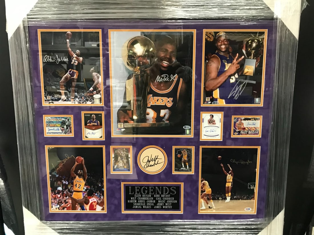 LAKERS LEGENDS MULTI SIGNED 40X36 DISPLAY INCL. KOBE, MAGUC, SHAQ.. (PSA COA) (1 of 5)