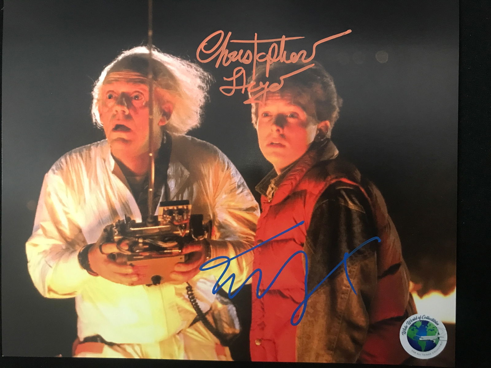 1MICHAEL J FOX AND CHRISTOPHER LLOYD SIGNED 8X10 PHOTO WWOC COA (1 of 2)