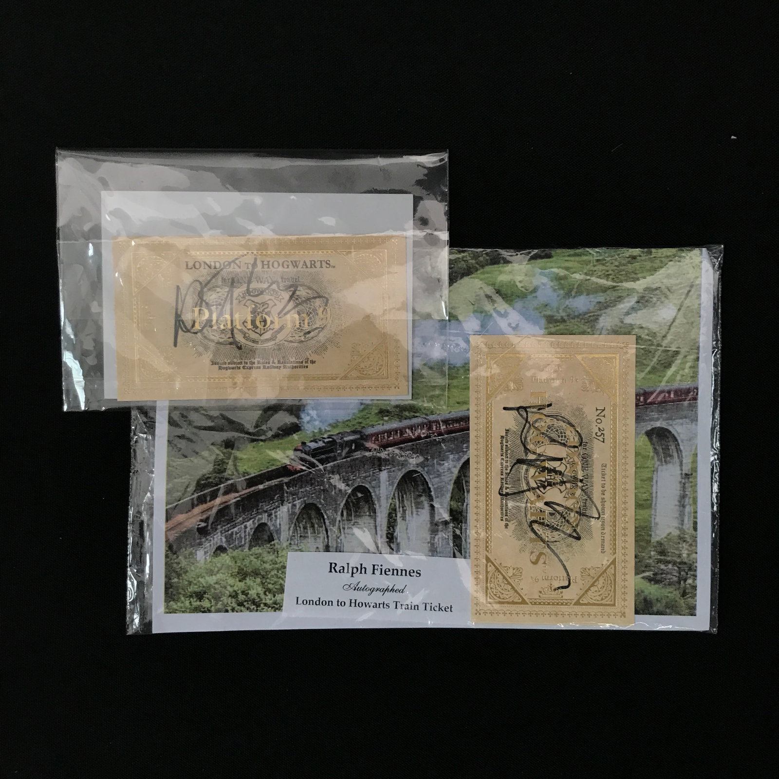 LOT OS 2 RALPH FIENNES HOWARTS TRAIN TICKETS (RA COA): Prices are in Canadian dollars