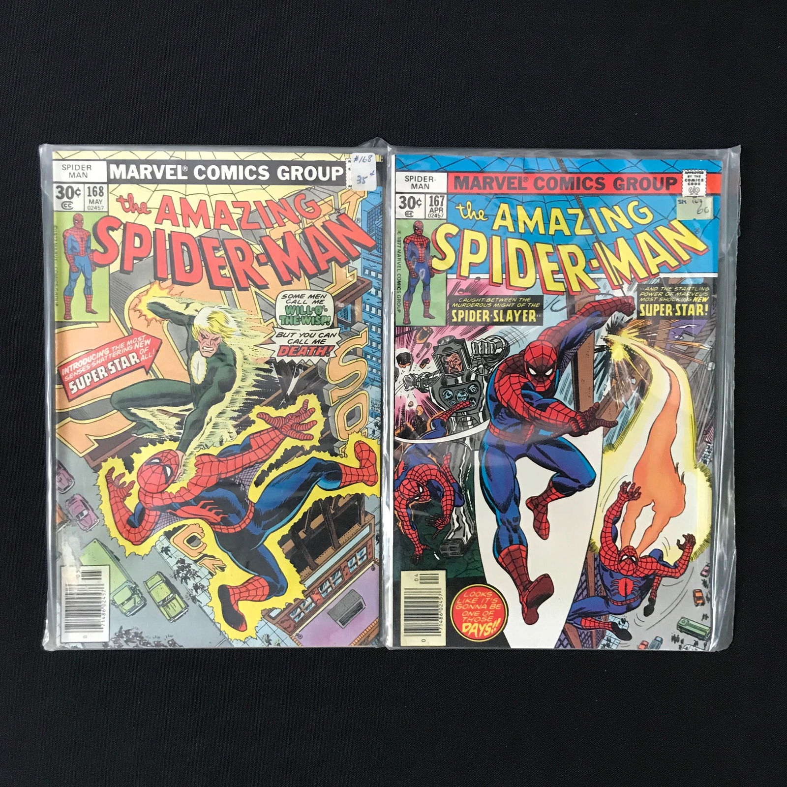LOT OF 2 AMAZING SPIDERMAN COMICS #167 AND #168 - MARVEL COMICS (1 of 1)