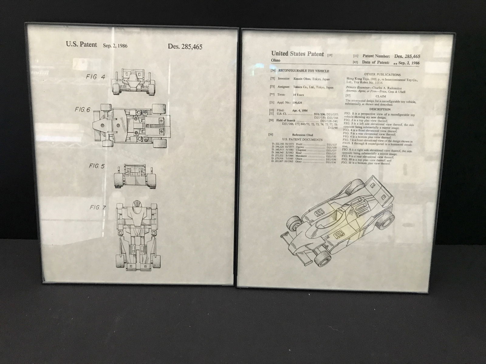 ORIGINAL G1 TRANSFORMERS 1985 PATENTS (1 of 2)