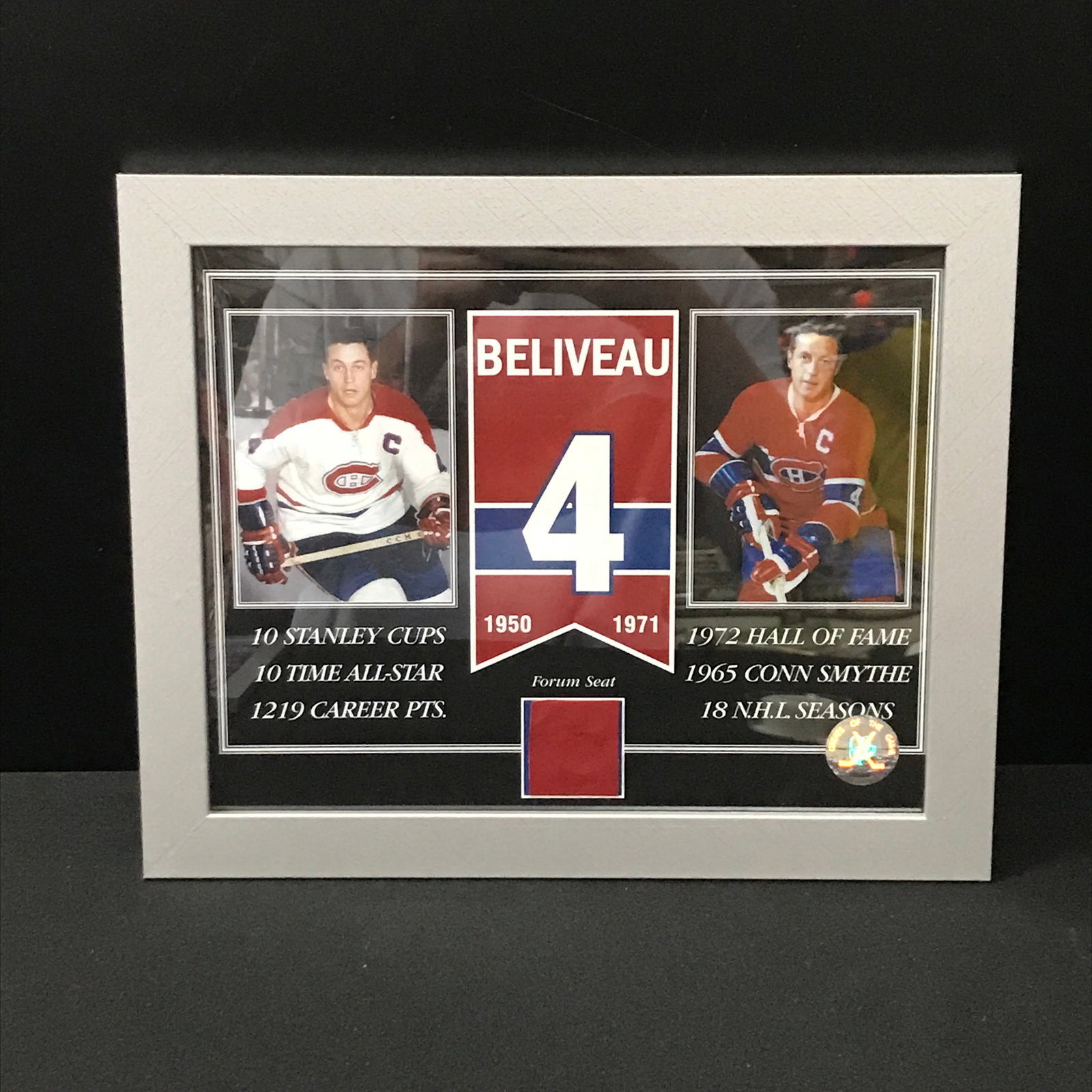 AUTHENTIC MONTREAL FORUM SEAT PC JEAN BELIVEAU DISPLAY WITH COA: Prices are in Canadian dollars