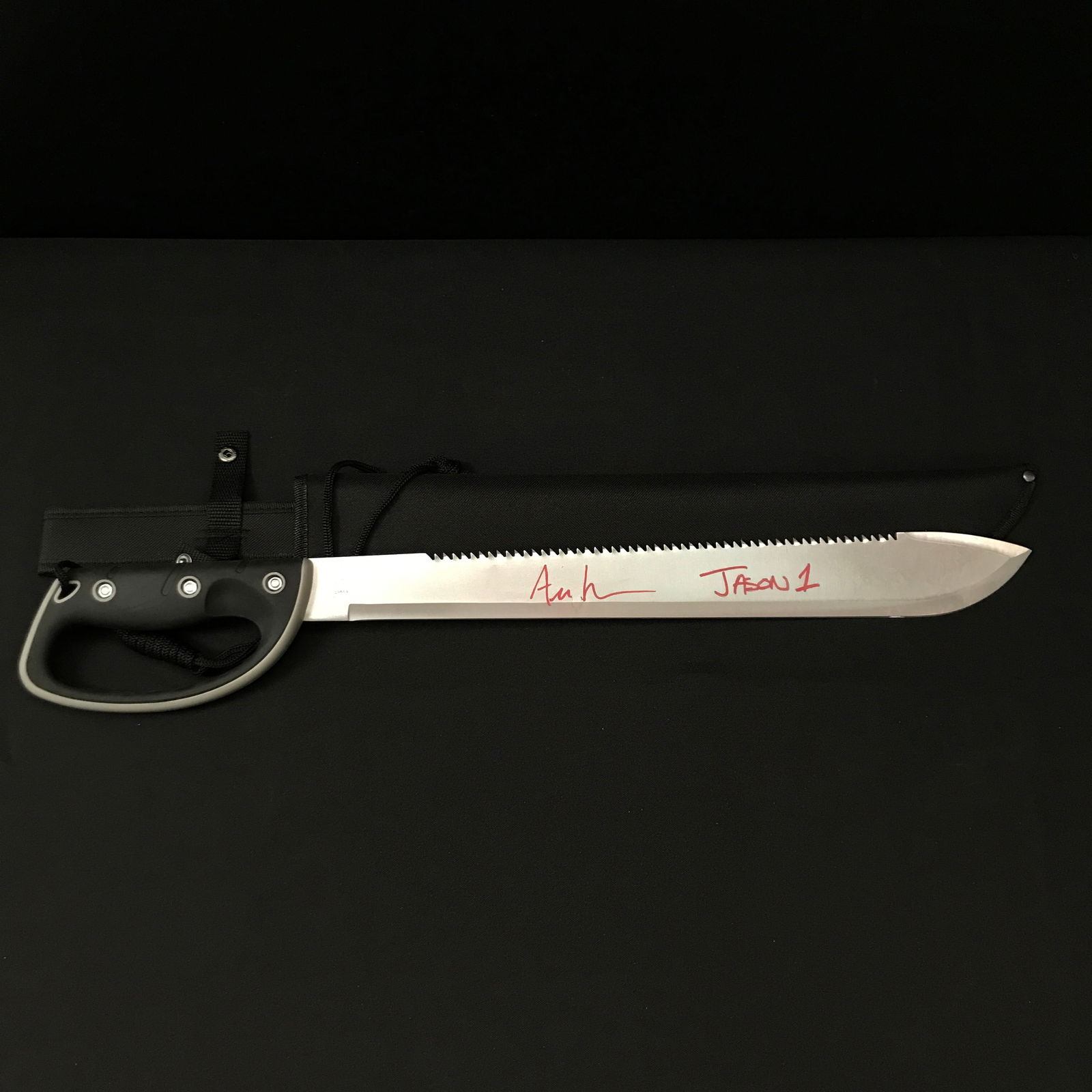 ARI LEHMAN SIGNED AND INSCRIBED 'JASON' MACHETE - KB COA: Prices are in Canadian dollars