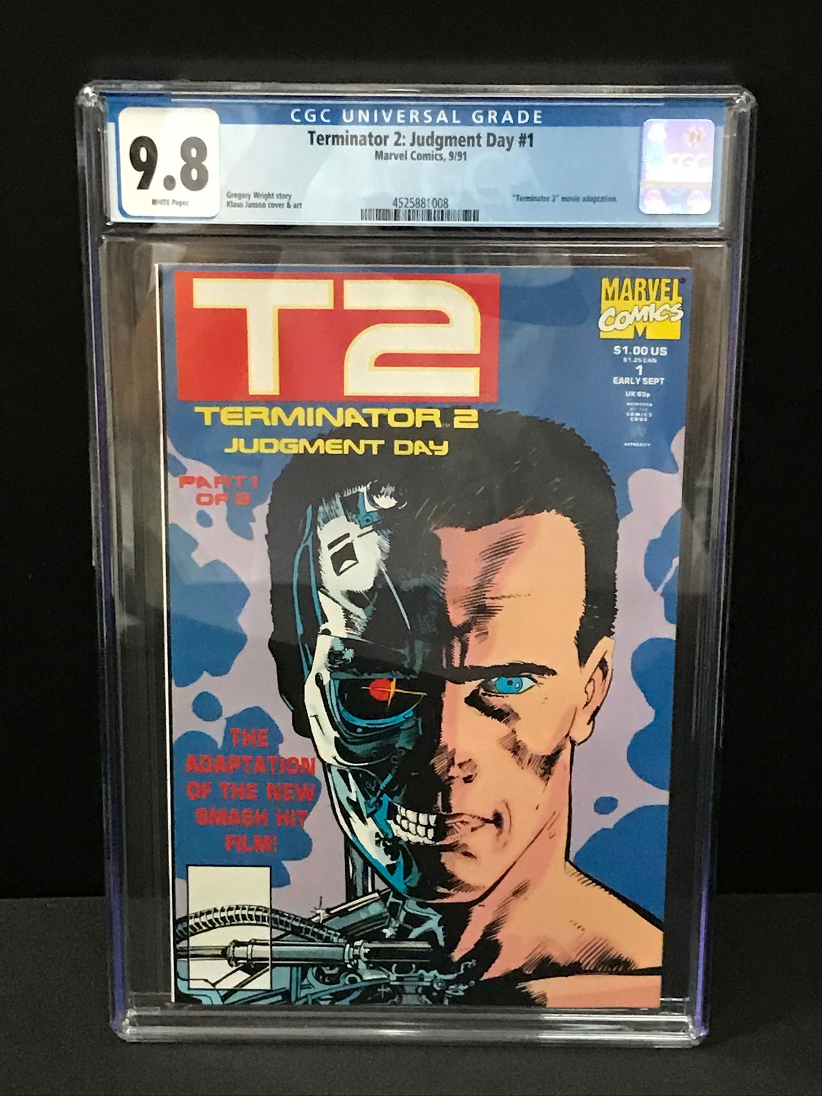 MARVEL COMICS NO.1 TERMINATOR 2 JUDGMENT DAY CGC GARDED 9.8 (1 of 1)