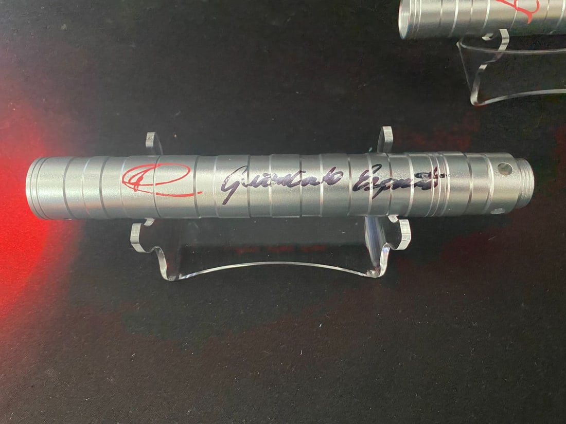 GIANCARLO ESPOSITO AND RAY PARK DUAL SIGNED LIGHTSABER HILT - WWOC COA: Prices are in Canadian dollars
