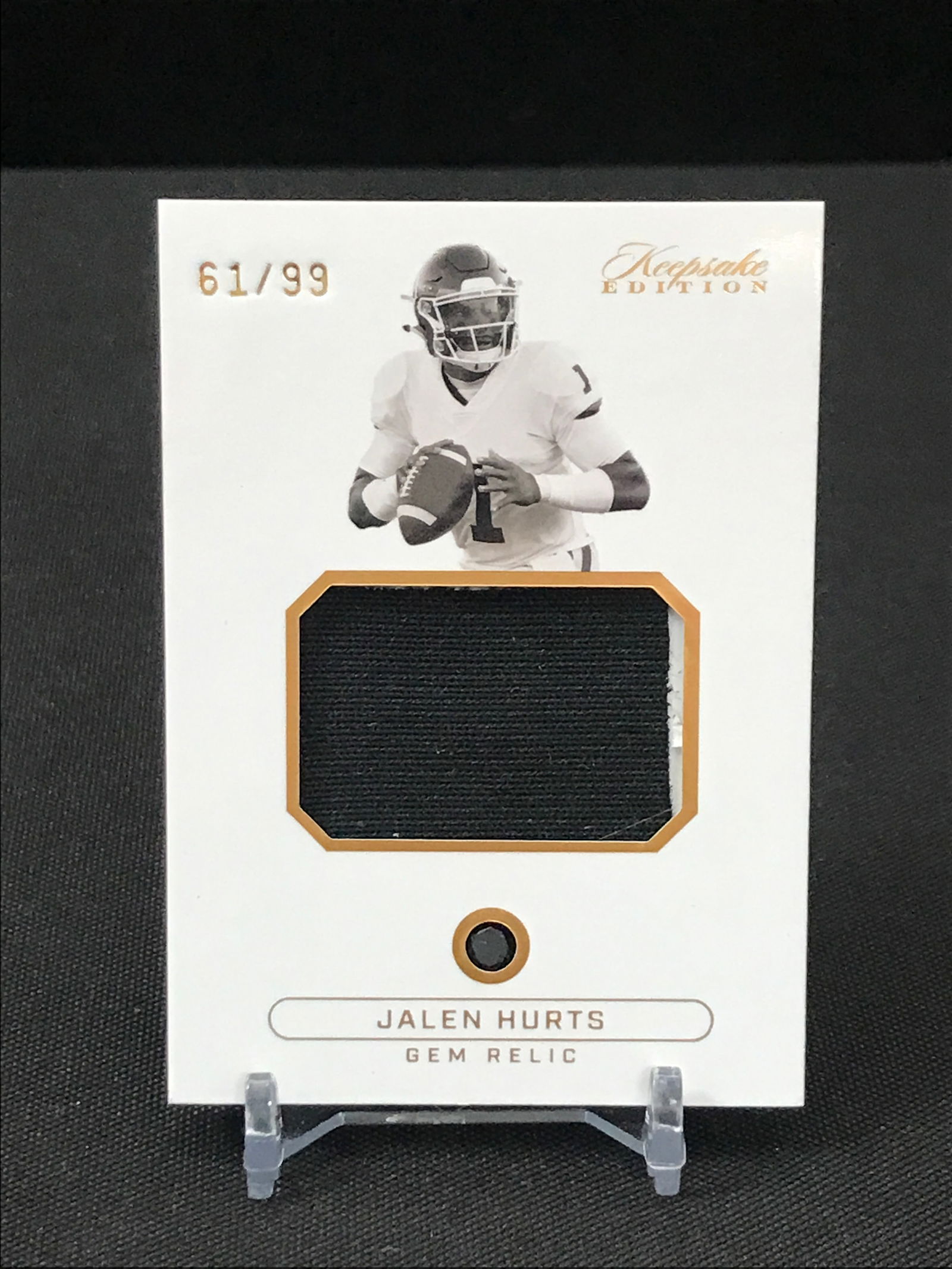 JALEN HURTS BLACK DIAMOND GEM RELIC KEEPSAKE EDITION TRADING CARD 61/99 (1 of 2)