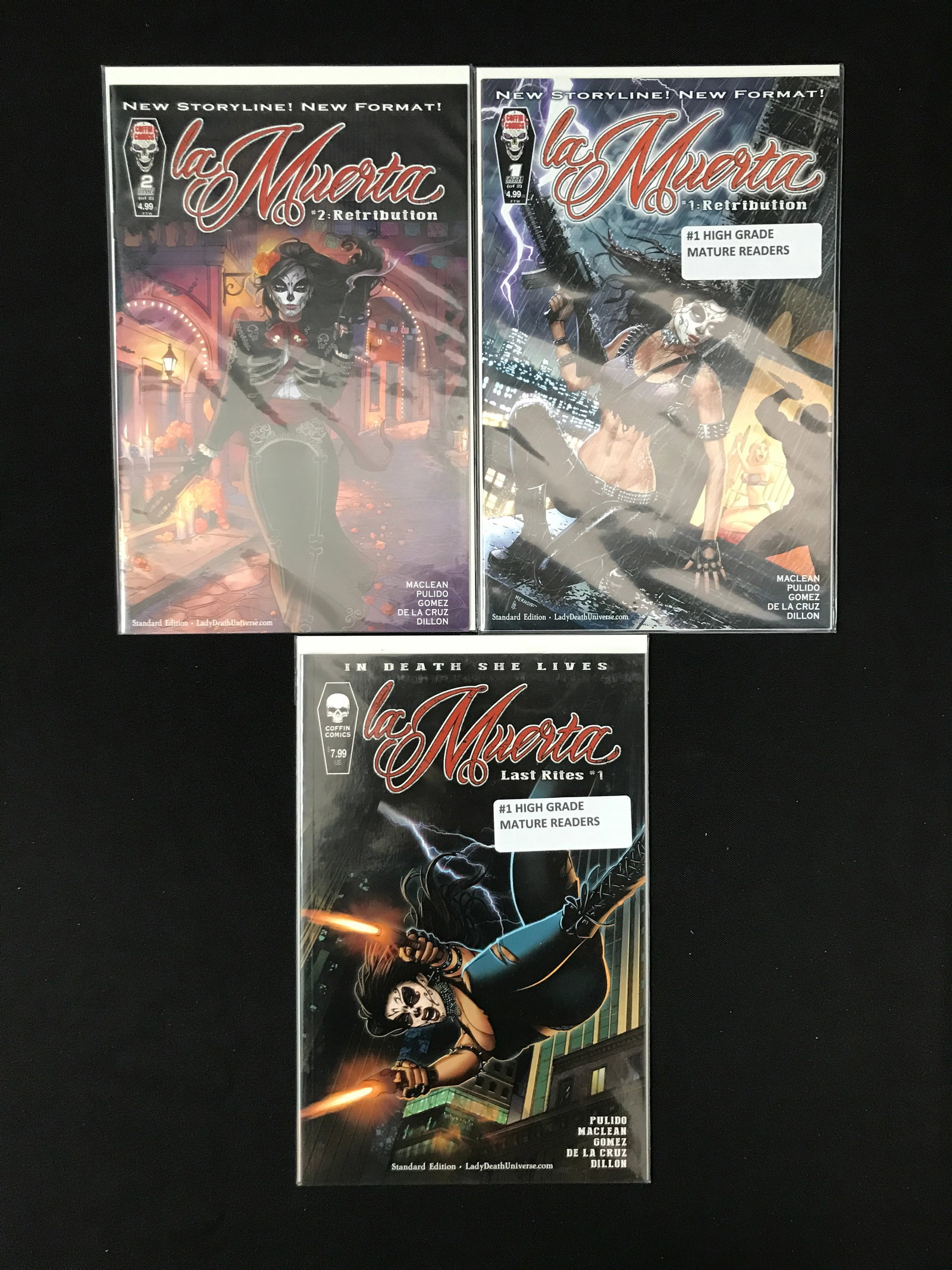 LOT OF 3 LA MUERTA COMICS (COFFIN COMICS): Prices are in Canadian dollars