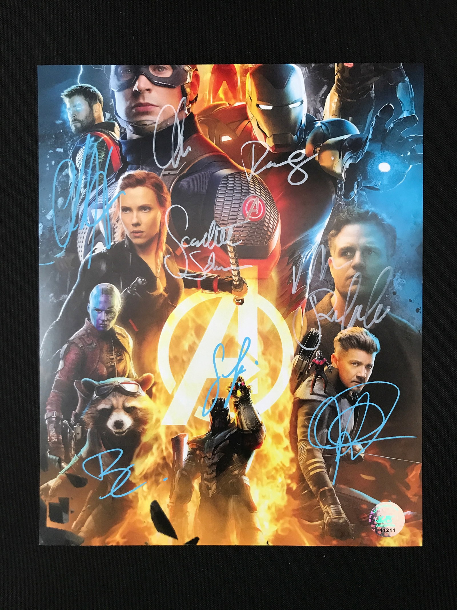 MULTI SIGNED THE AVENGERS 8X10 INCLUDING EVANS, JACKSON, RDJ AND MORE - KB COA (1 of 1)