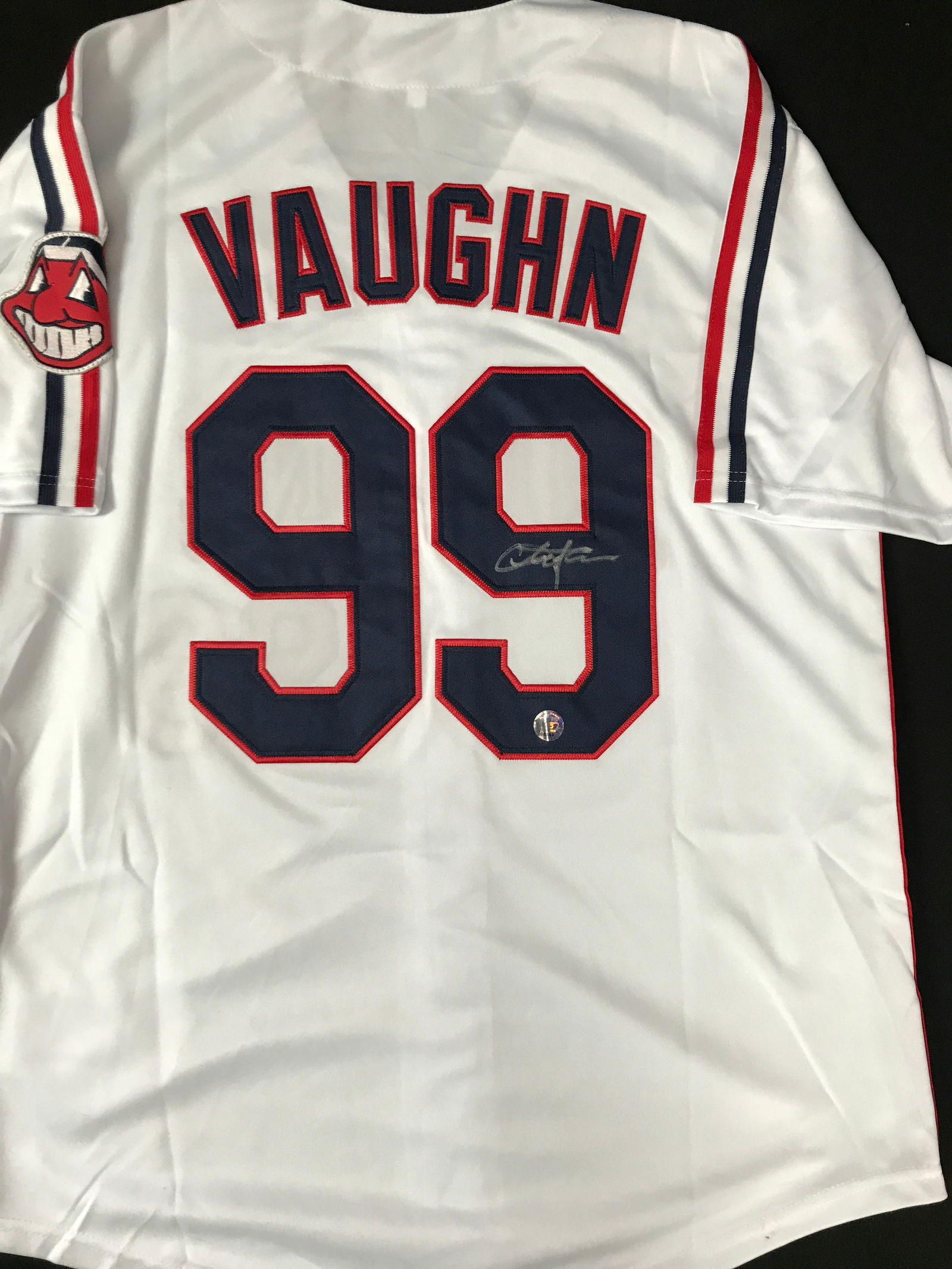 CHARLIE SHEEN SIGNED VAUGHN CLEVELAND INDIANS BASEBALL JERSEY - KB COA: Prices are in Canadian dollars