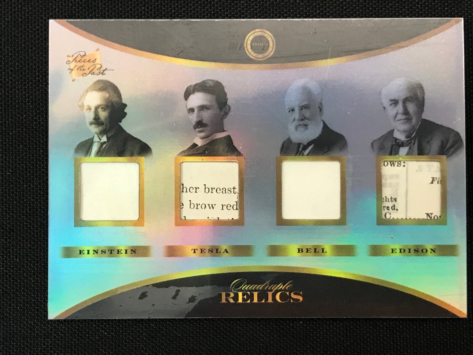 2024 PIECES OF THE PAST NO.196 EINSTEIN,TESLA,BELL AND EDISON AUTHENTICS RELIC: Prices are in Canadian dollars