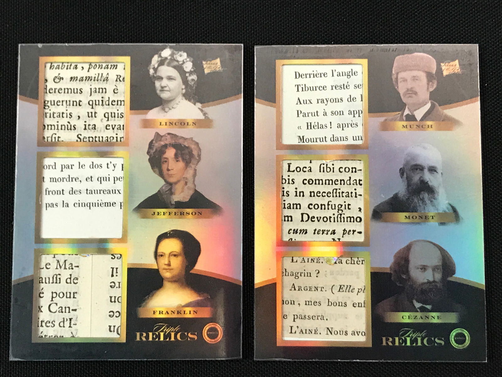 LOT OF 2 TRIPLE RELIC TRADING CARDS (1 of 2)