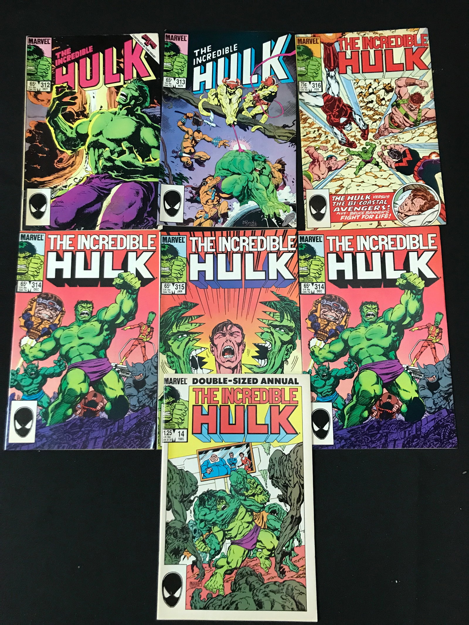 LOT OF 7 INCREDIBLE HULK COMICS (MARVEL COMICS): Prices are in Canadian dollars