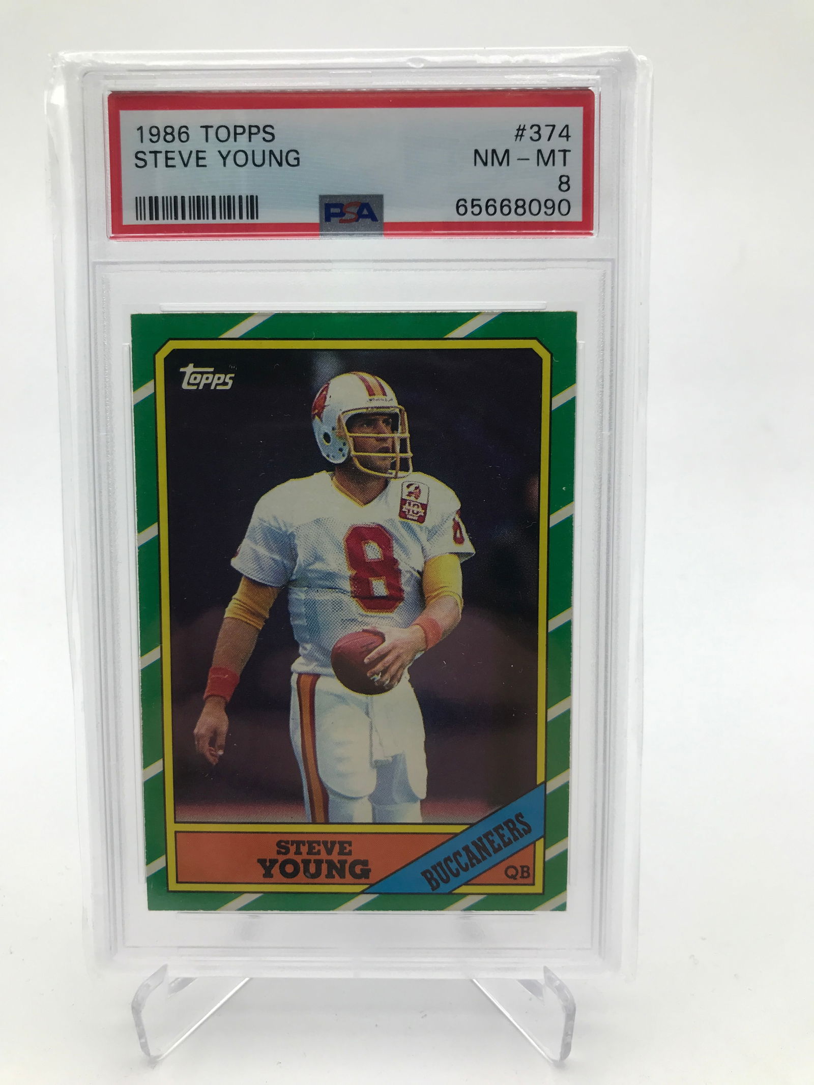 1986 TOPPS NO.374 STEVE YOUNG ROOKIE CARD PSA GRADED 8 (1 of 1)