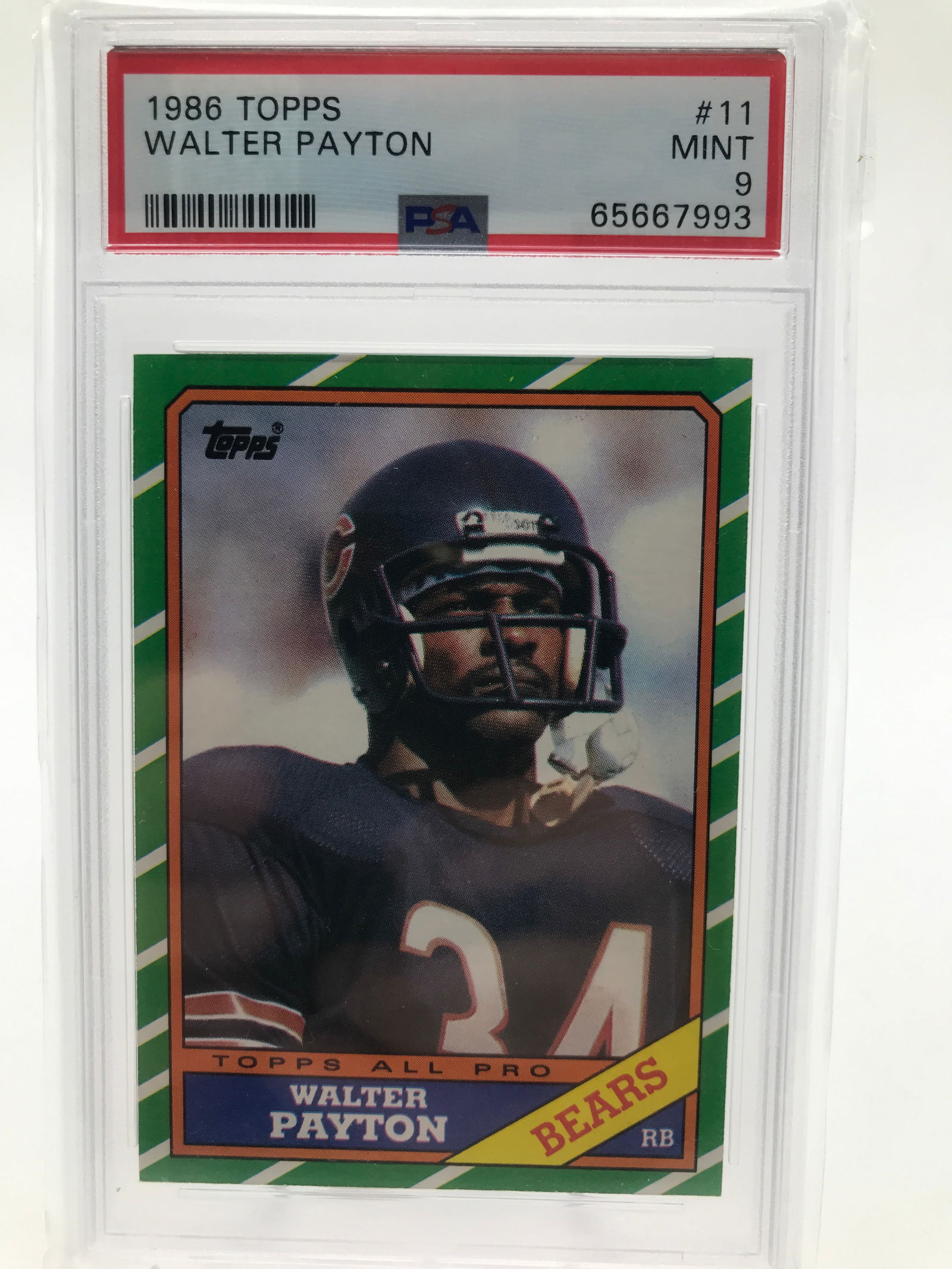 1986 TOPPS WALTER PAYTON TRADING CARD - PSA GRADE 9 (1 of 1)