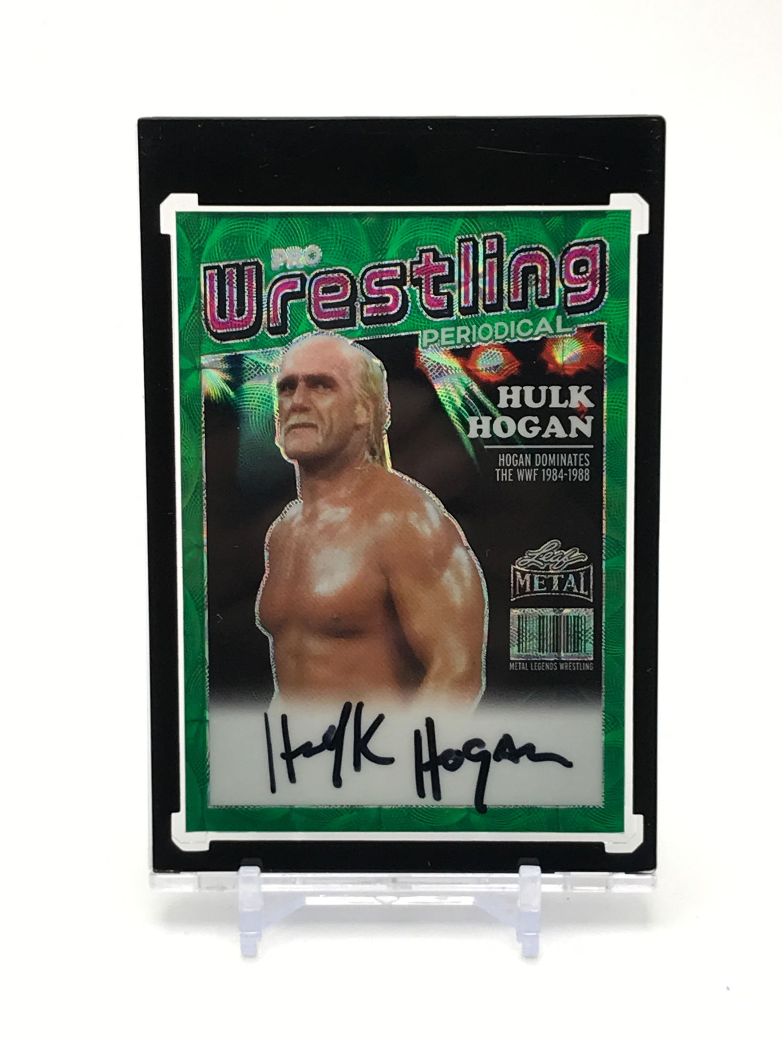 2024 LEAF METALWRETLING LEGENDS KALEIDOSCOPE GREEN HULK HOGAN AUTO 1/1 (1 of 2)