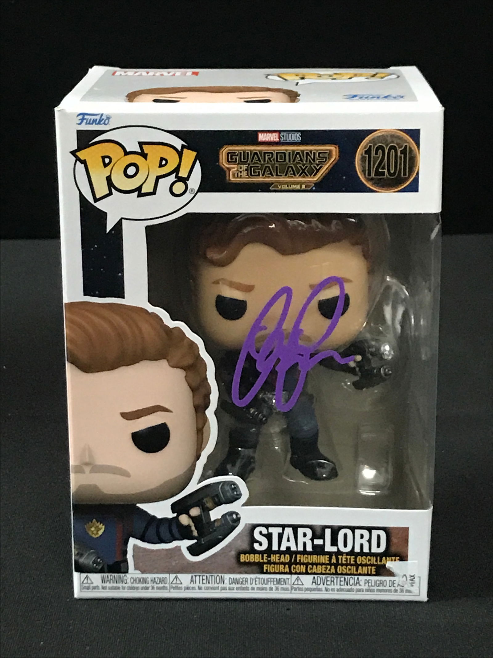 CHRIS PRATT SIGNED STAR LORD FUNKO POP - KB COA (1 of 2)