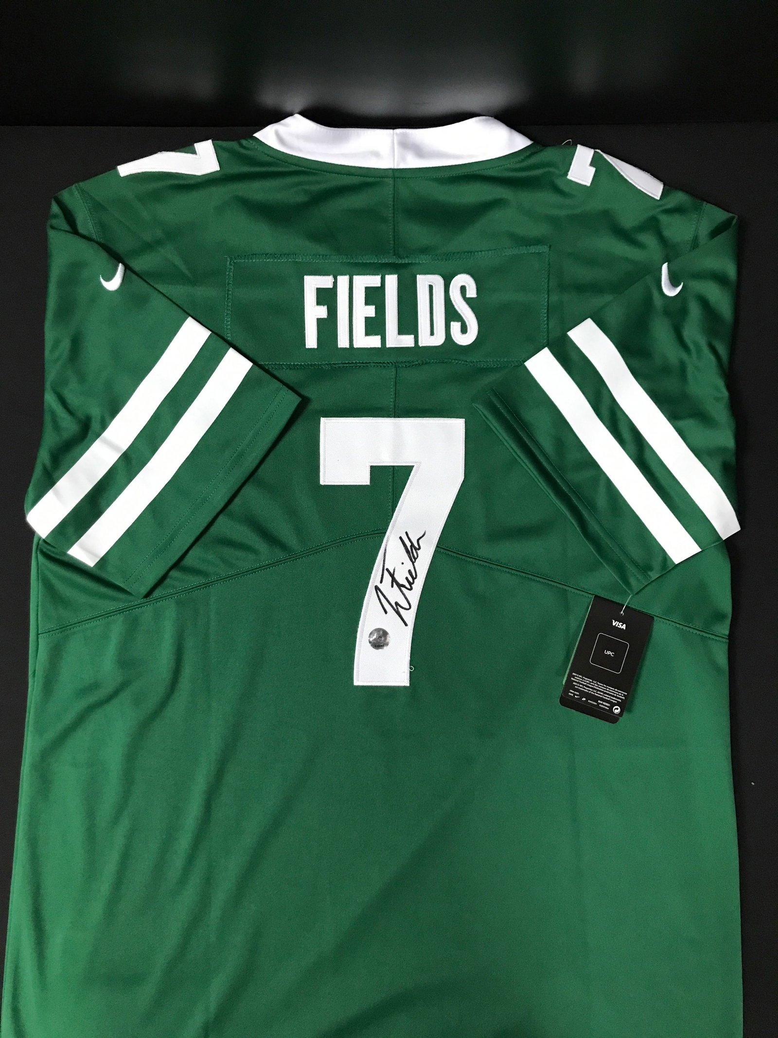 JUSTIN FIELDS SIGNED NEW YORK JETS FOOTBALL JERSEY - KB COA: Prices are in Canadian dollars