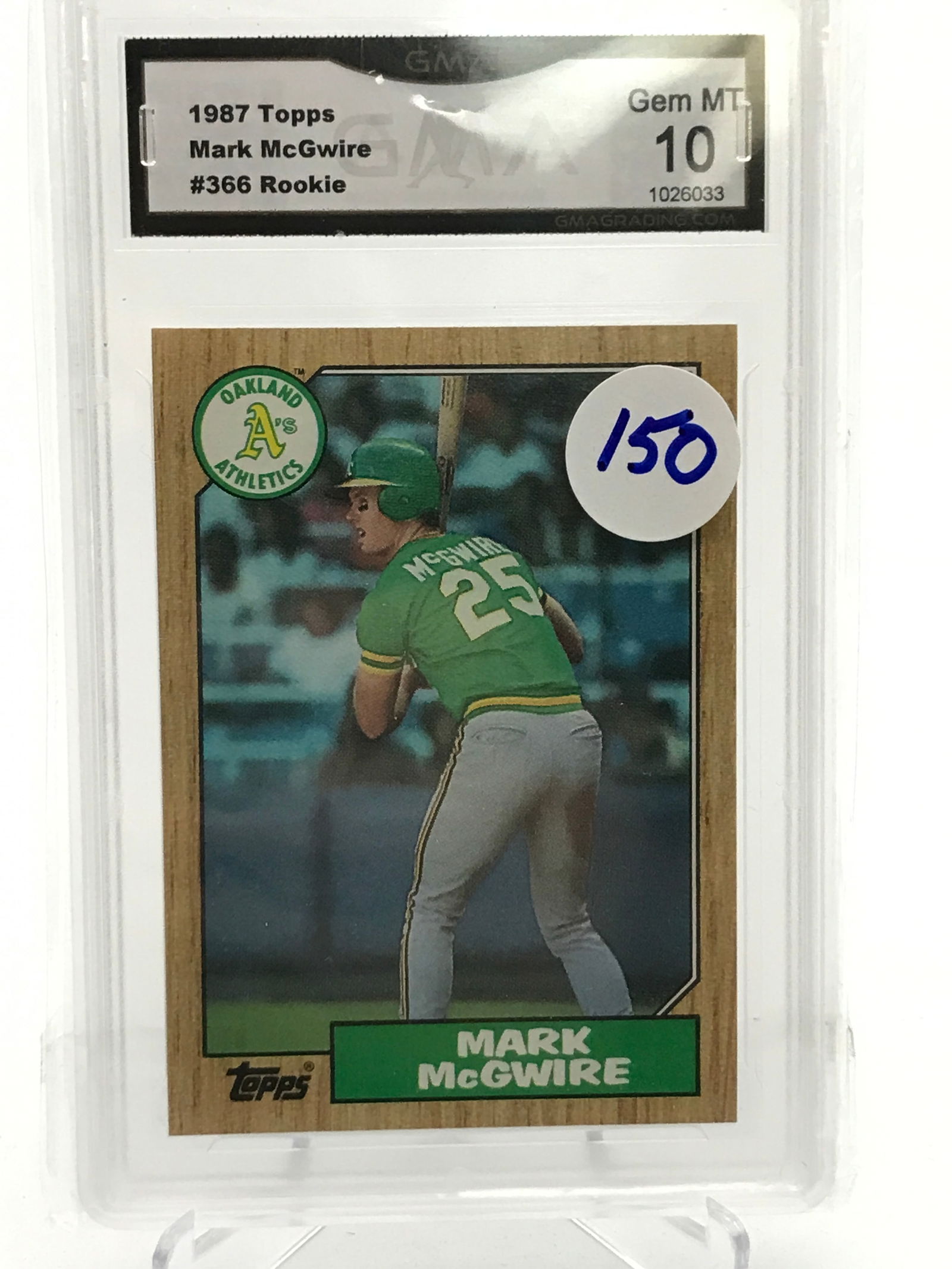 1987 TOPPS MARK MCGWIRE TRADING CARD - GMA GRADE 10 (1 of 2)