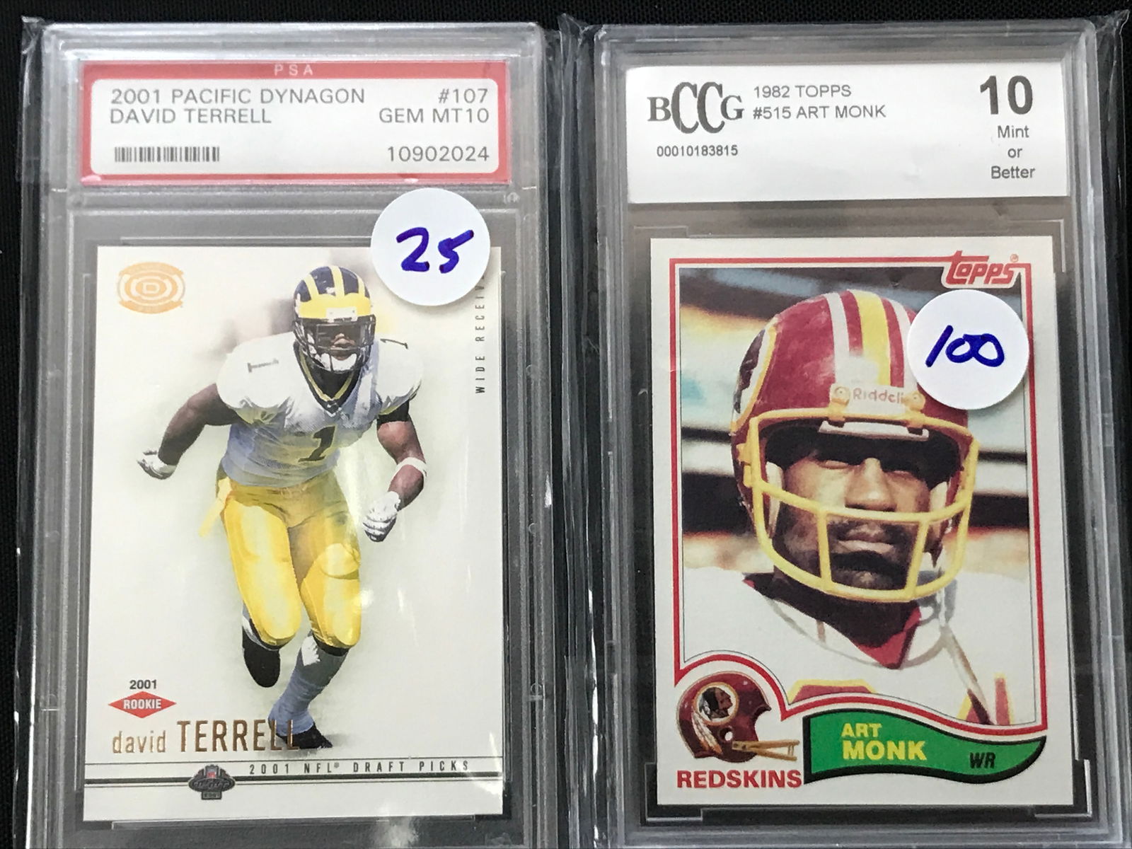 LOT OF 2 TRADING CARDS - 2001 DAVID TERRELL PSA GRADE 10 AND ART MONK BCCG GRADE 10 (1 of 1)