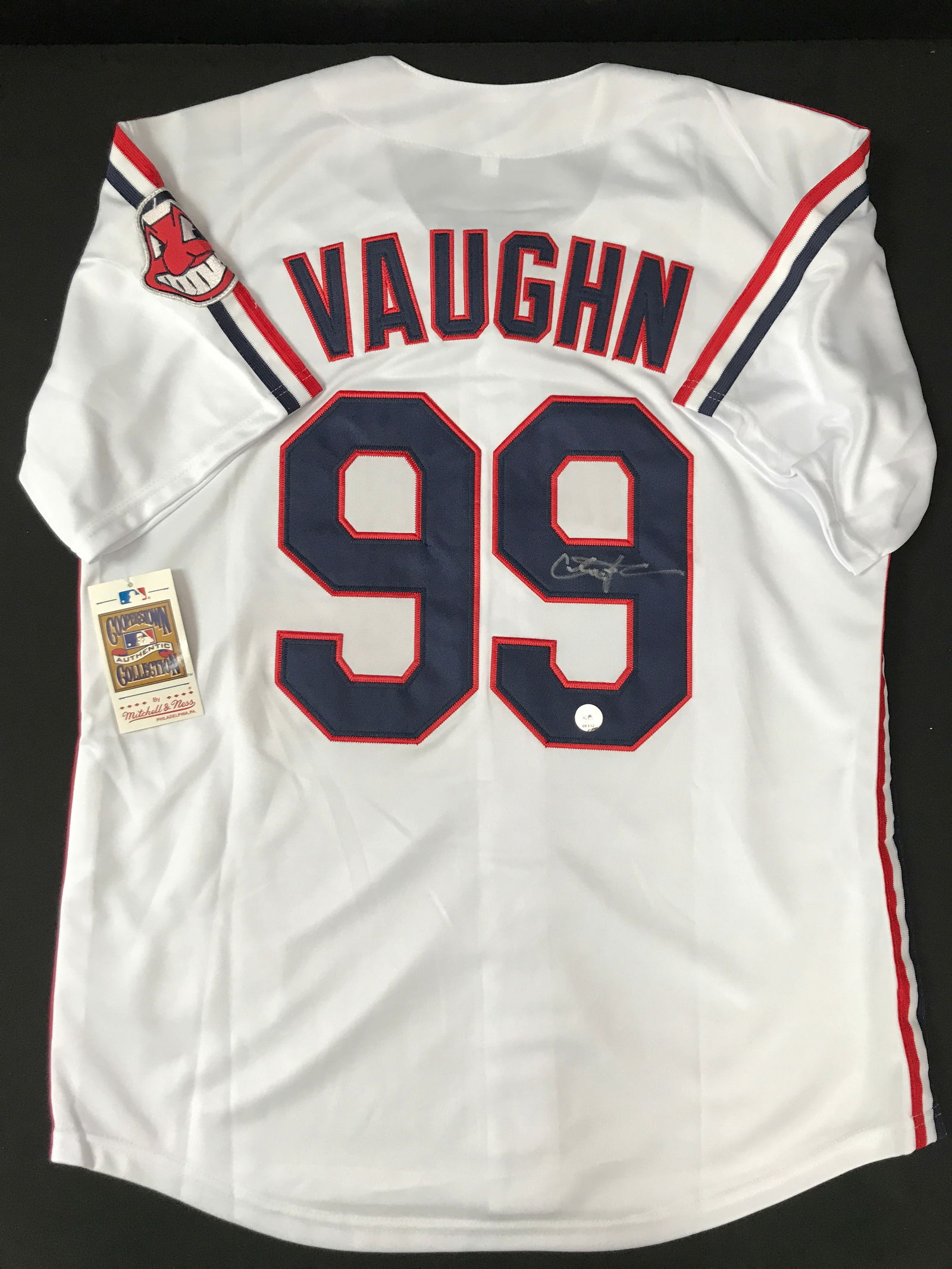 CHARLIE SHEEN SIGNED VAUGHN CLEVELAND INDIANS BASEBALL JERSEY JERSEY - KB COA: Prices are in Canadian dollars