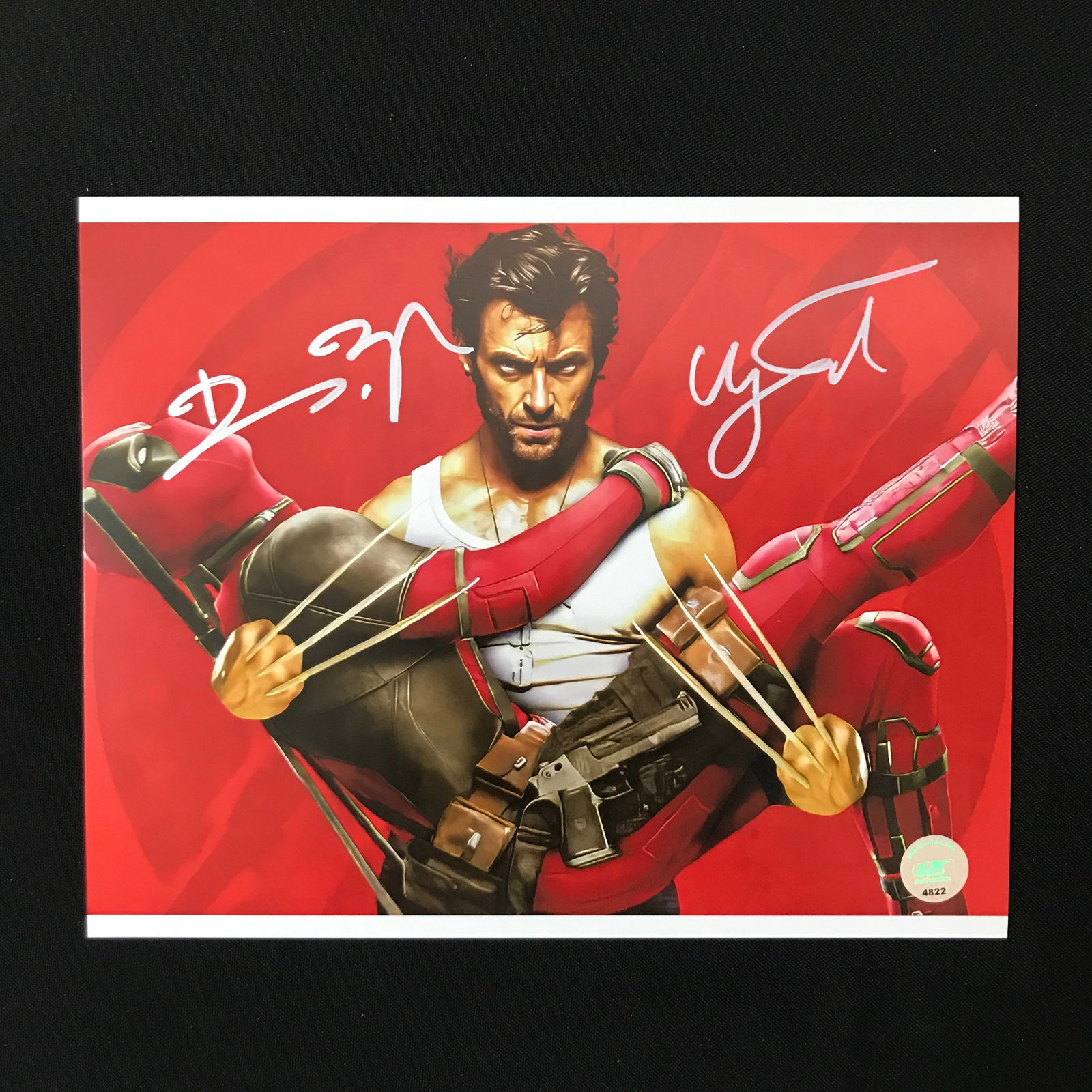 DUAL SIGNED DEADPOOL AND WOLVERINE 8X10 RYAN REYNOLDS AND HUGH JACKMAN - KB COA (1 of 1)
