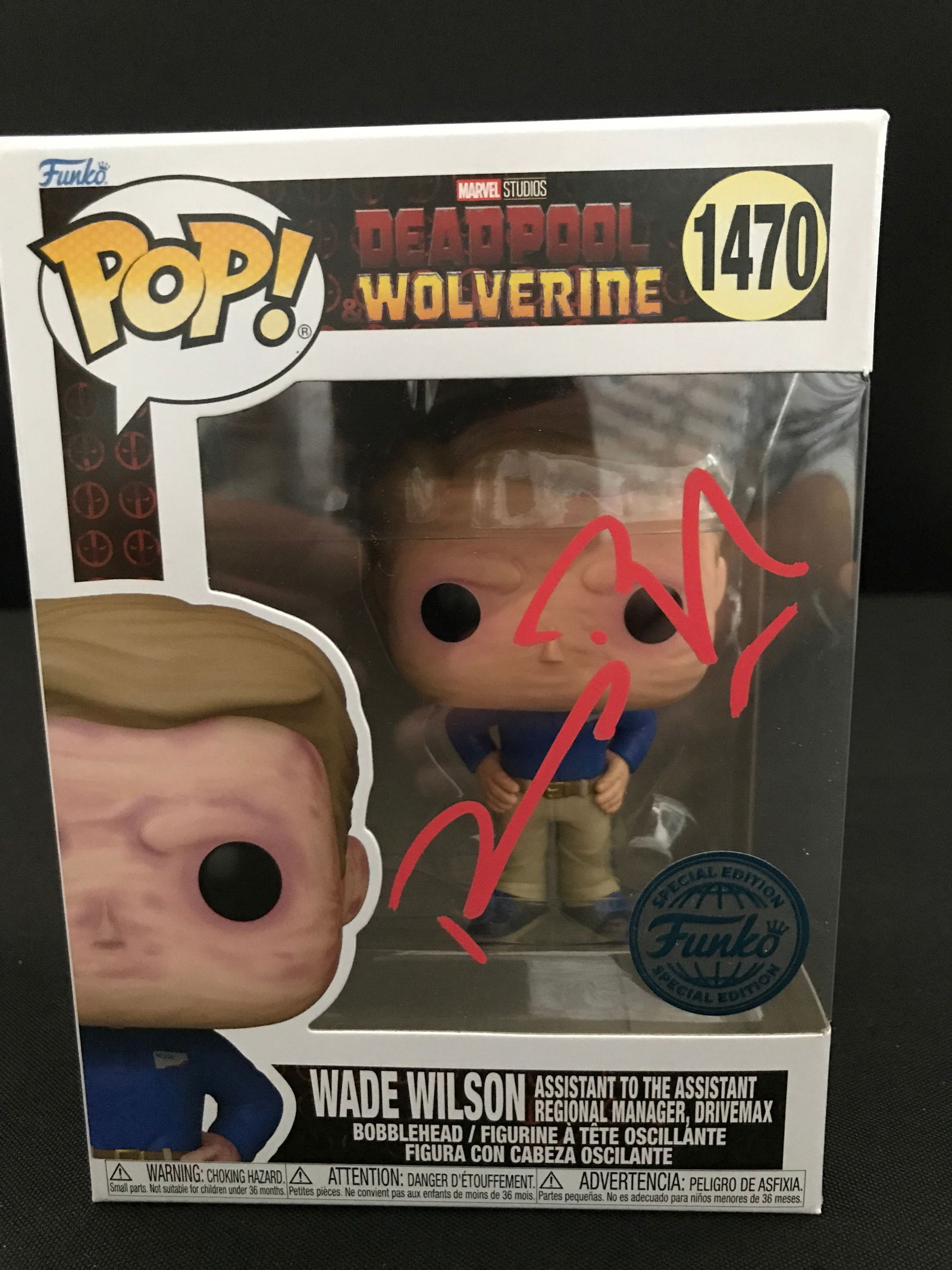 RYAN REYNOLDS SIGNED WADE WILSON FUNKO POP - KB COA (1 of 2)