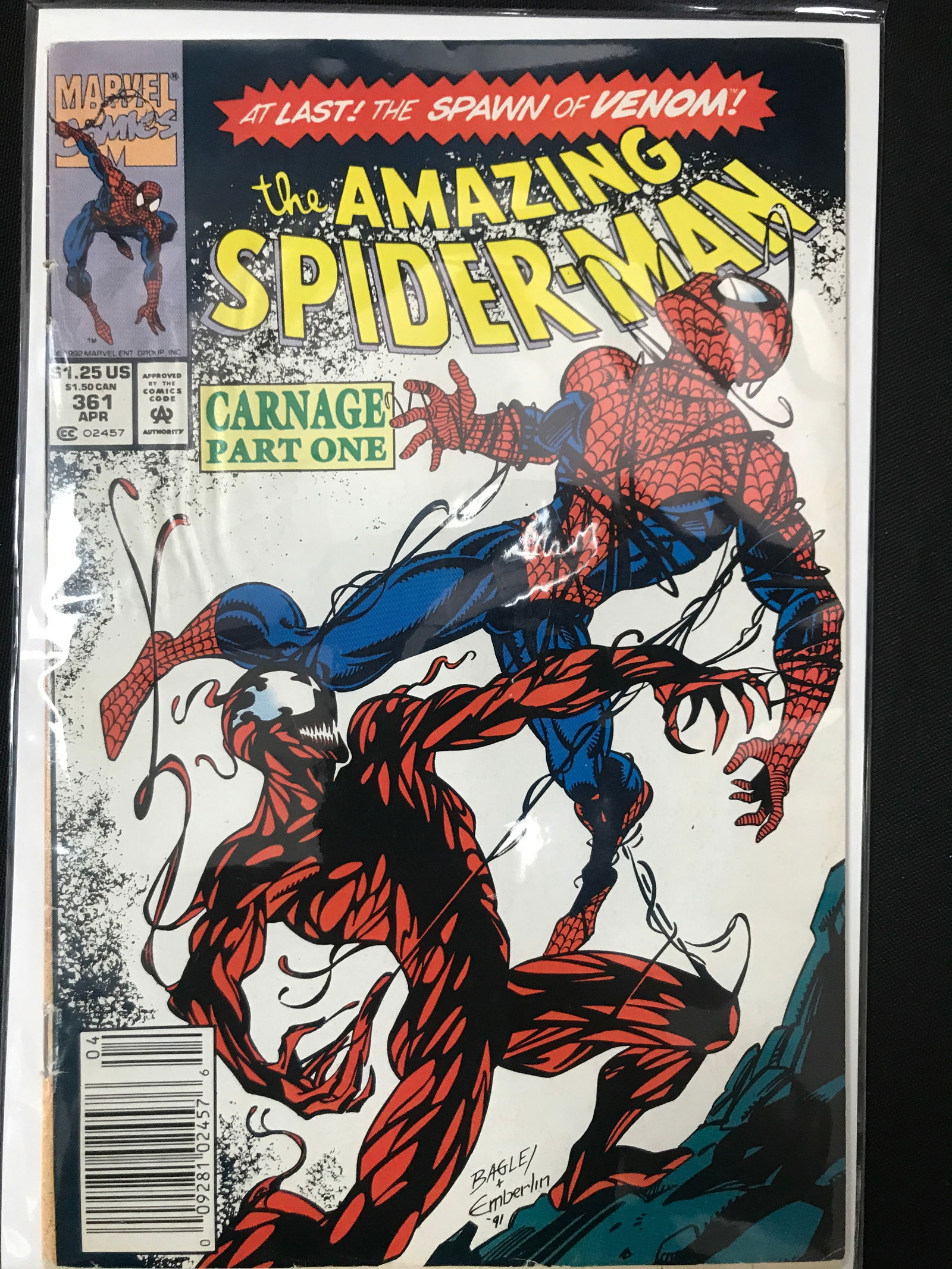 KEY ISSUE MARVEL COMICS NO.361 THE AMAZING SPIDERMAN (1ST APP CARNAGE) (1 of 1)