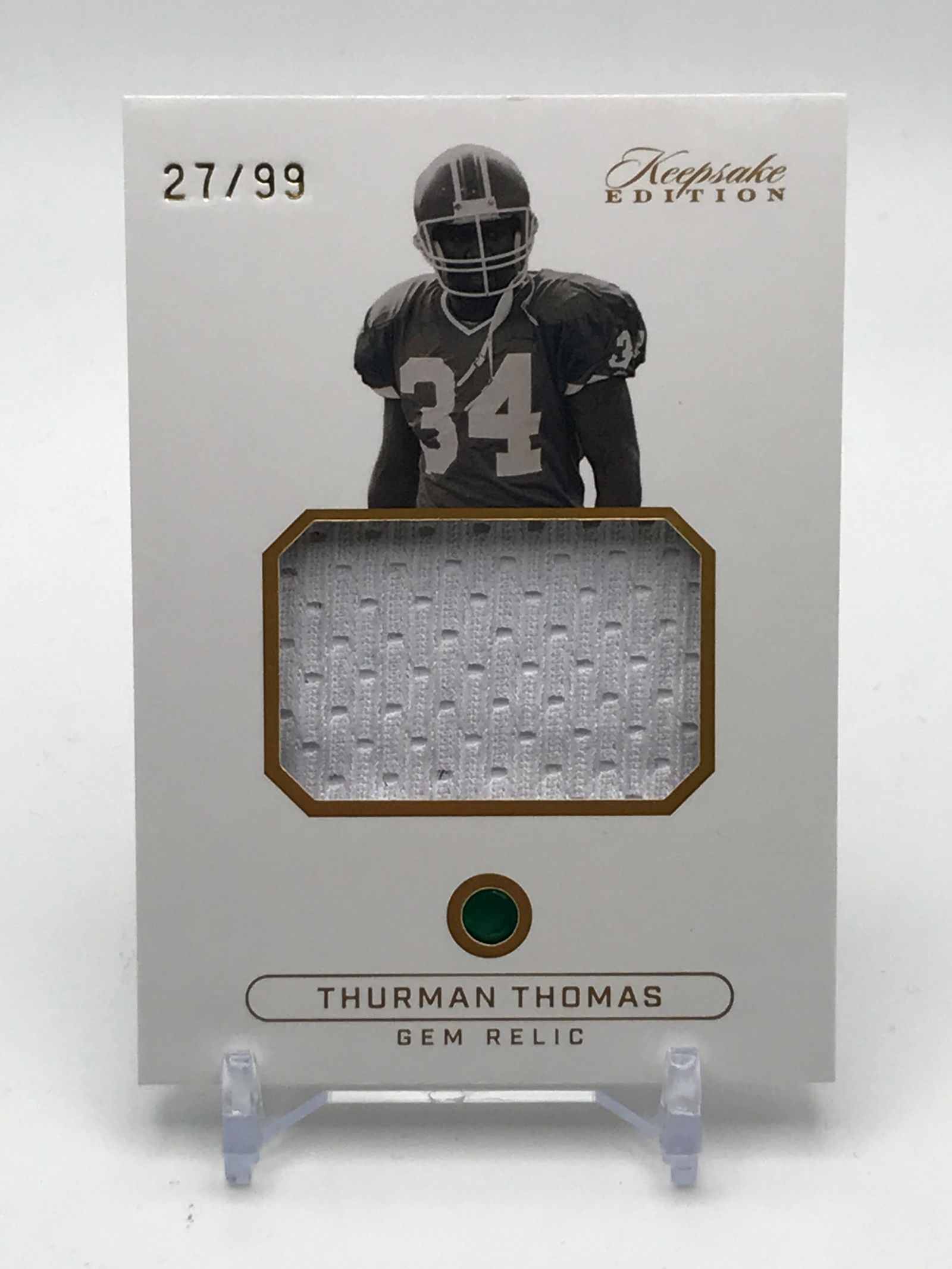 THURMAN THOMAS GEM RELIC PATCH CARD KEEPSAKE EDITION 27/99 (1 of 2)