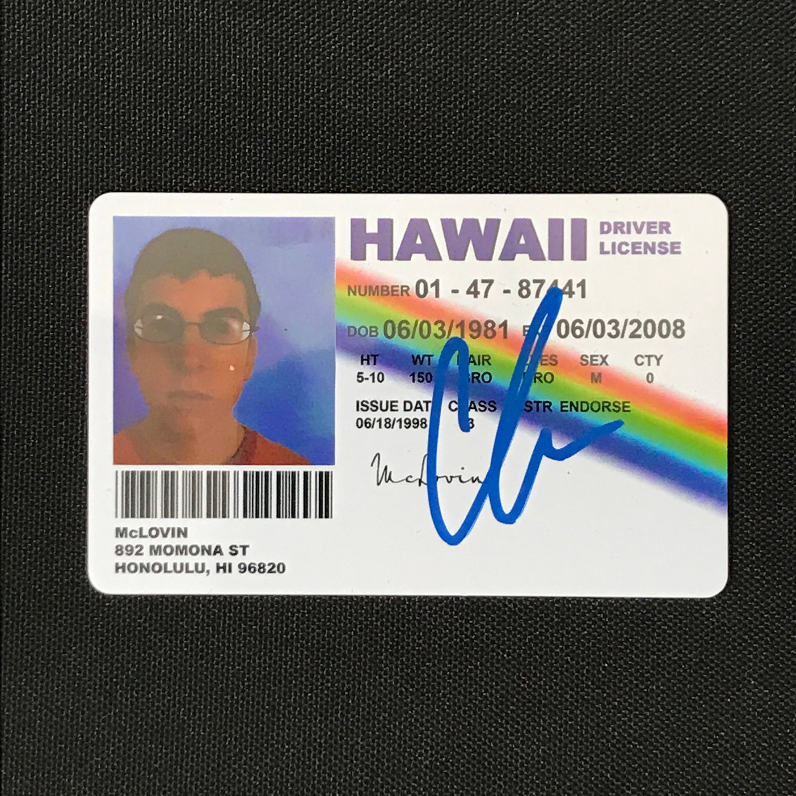 CHRISTOPHER MINTZ-PLASSE SIGNED MCLOVIN DRIVING LICENSE - WWOC COA: Prices are in Canadian dollars