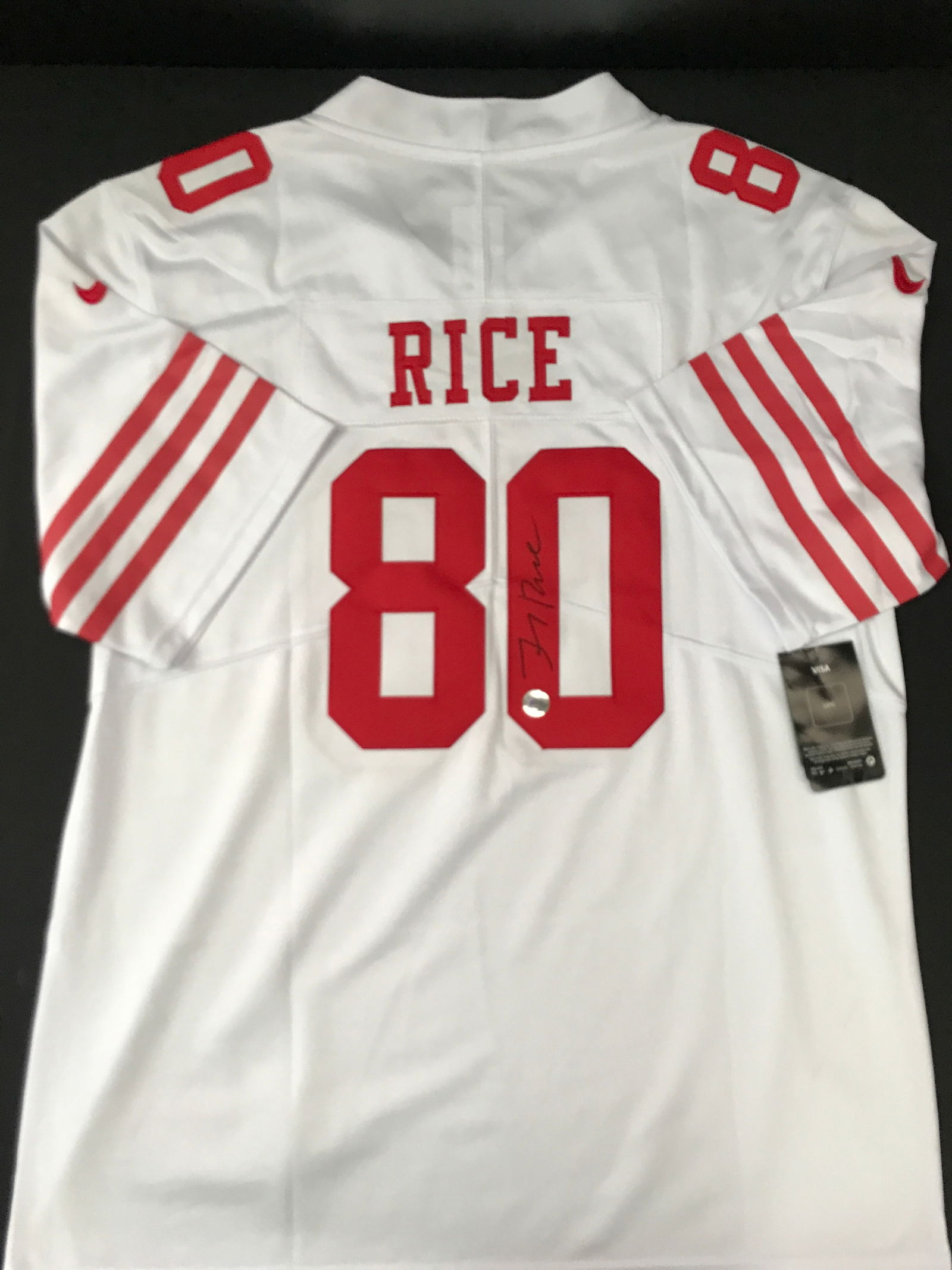 JERRY RICE SIGNED SAN FRANCISCO 49ERS FOOTBALL JERSEY - KB COA (1 of 3)