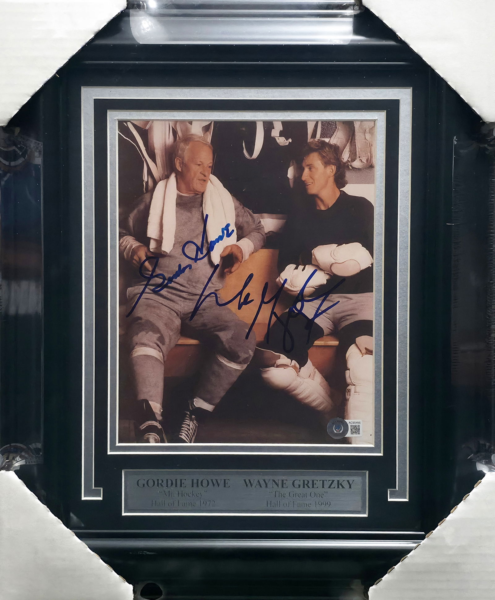GORDIE HOWE AND WAYNE GRETZKY DUAL SIGNED AND FRAMED 16 x 20 PICTURE - BECKETT COA: Prices are in Canadian dollars