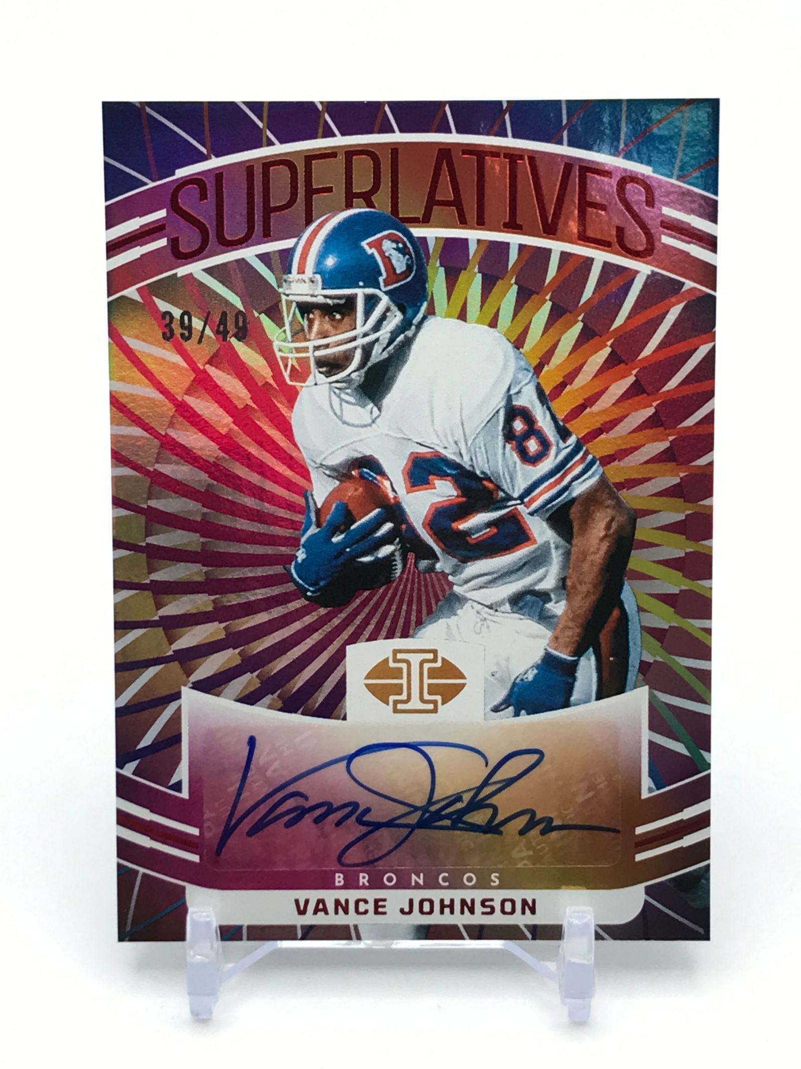 2024 PANINI ILLUSIONS VANCE JOHNSON SIGNED SUPERLATIVES TRADING CARD 39/49 (1 of 2)