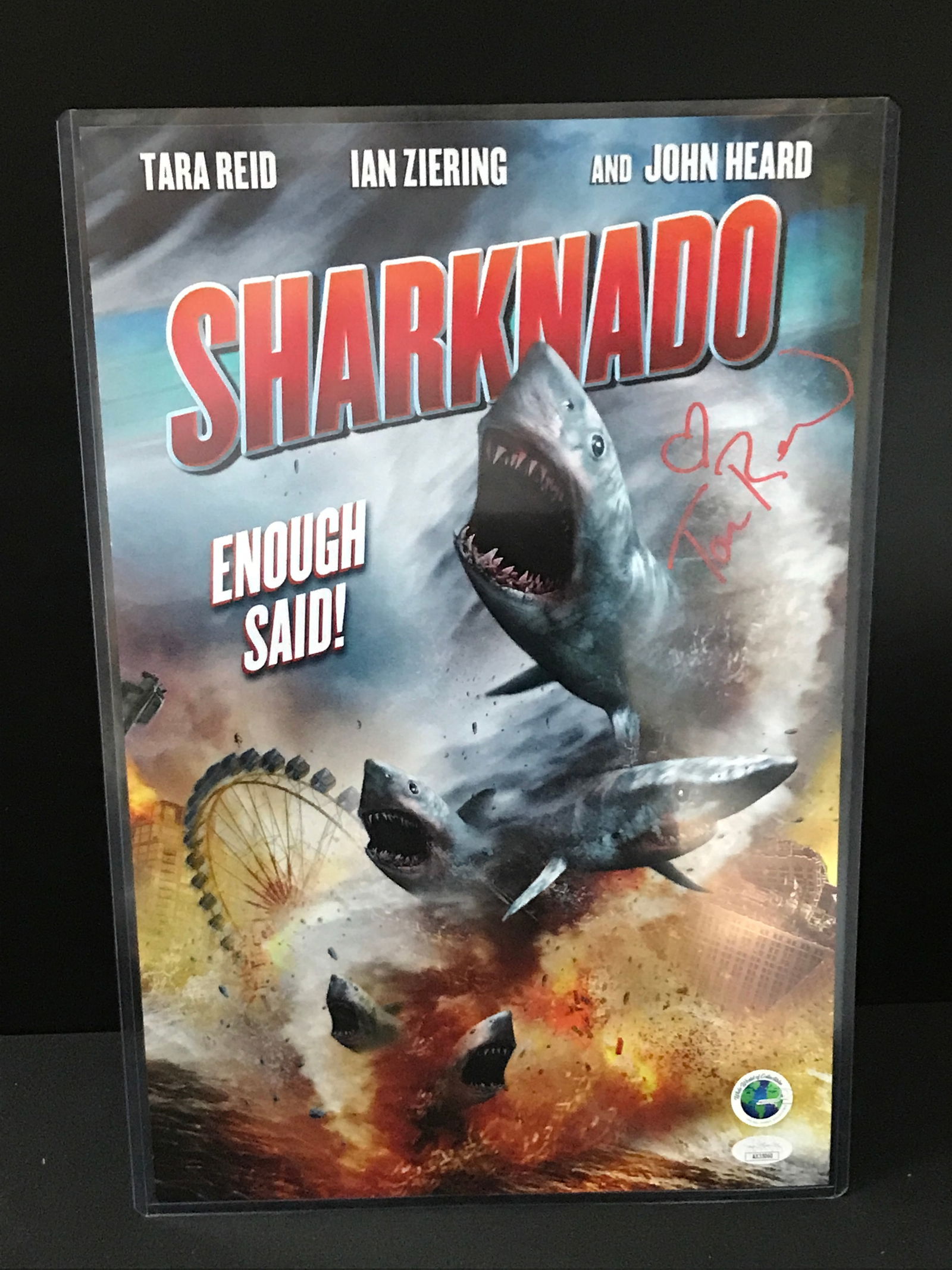 TARA REID SIGNED SHARKNADO 11 X 18 MOVIE POSTER - WWOC AND JSA COA (1 of 2)
