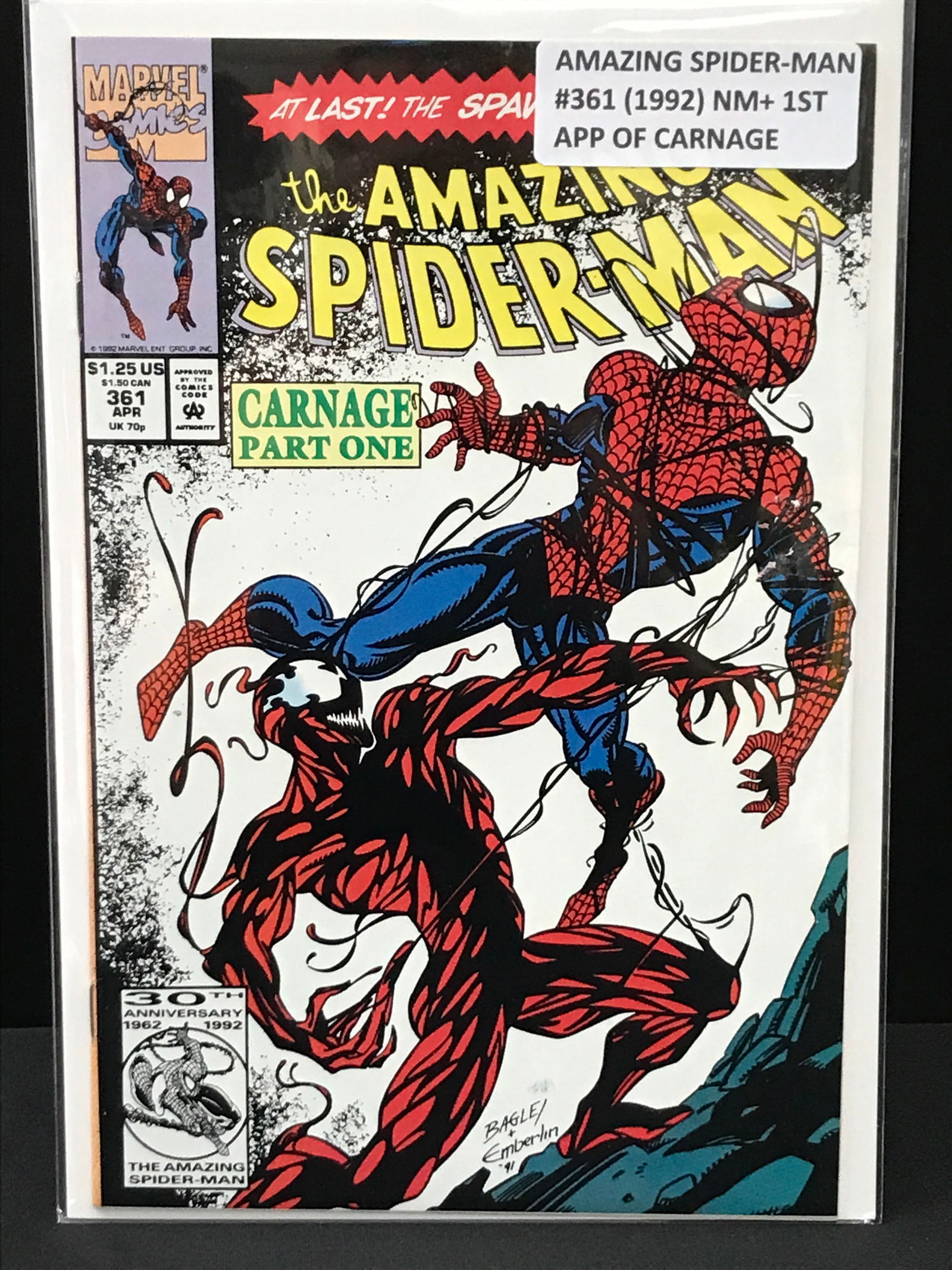 THE AMAZING SPIDERMAN #361 1ST APPEARANCE OF CARNAGE - MARVEL COMICS (1 of 1)