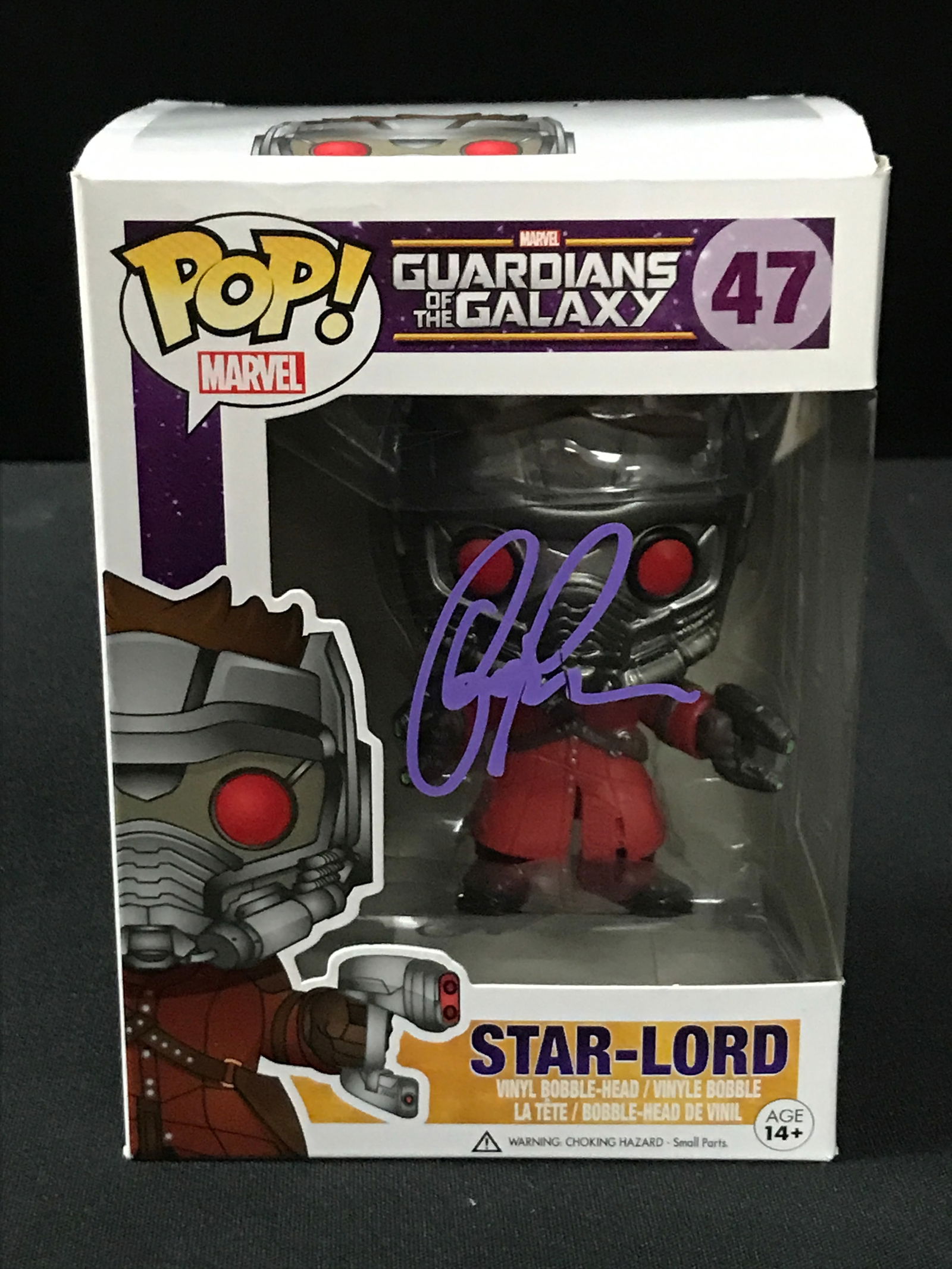 CHRIS PRATT SIGNED STAR-LORD FUNKO POP - KB COA (1 of 2)