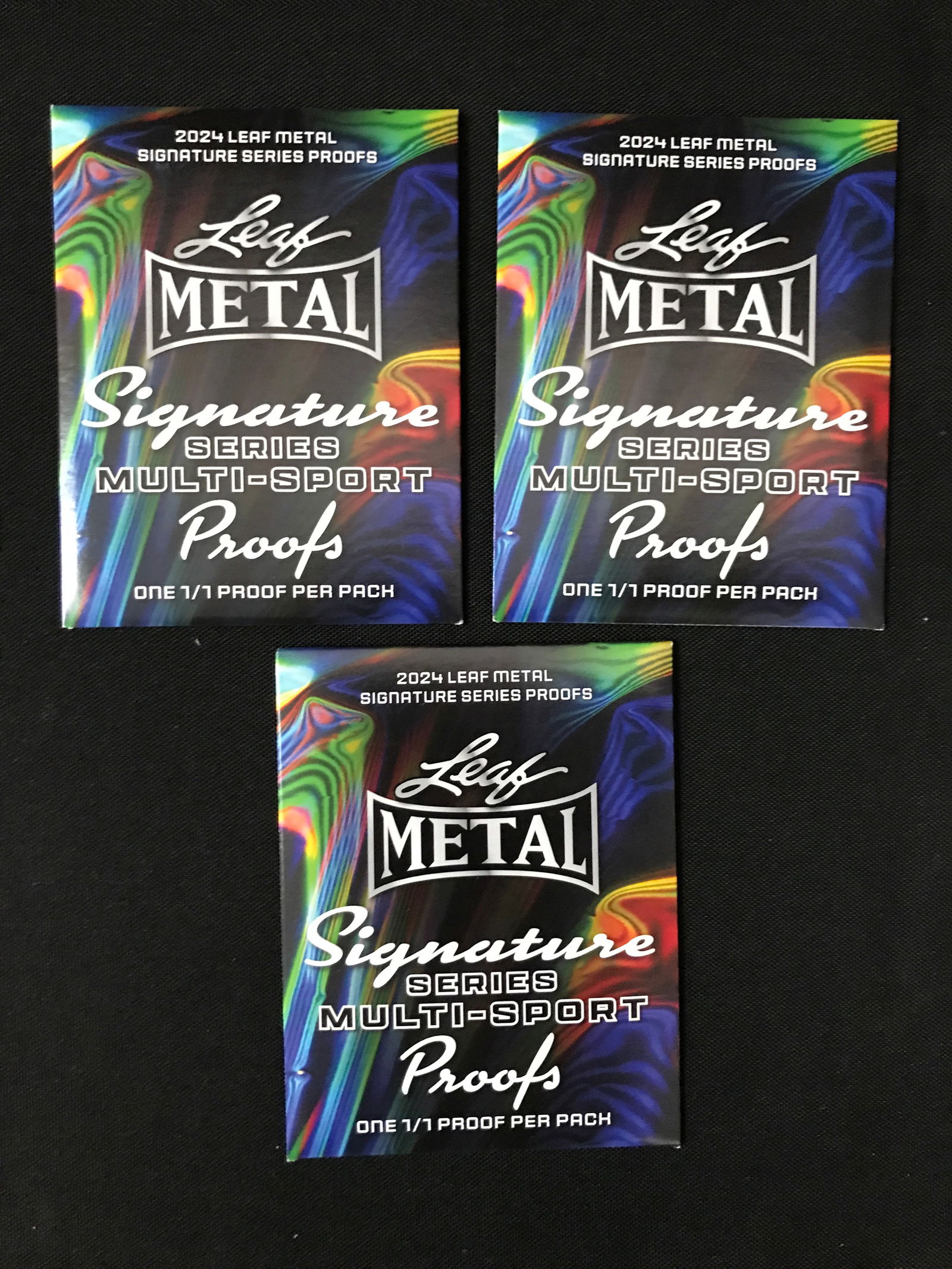 LOT OF 3 2024 LEAF METAL SIGNATURE SERIES MULTI SPORT PROOF SEALED PACKS - EACH CONTAINS A 1/1 (1 of 1)