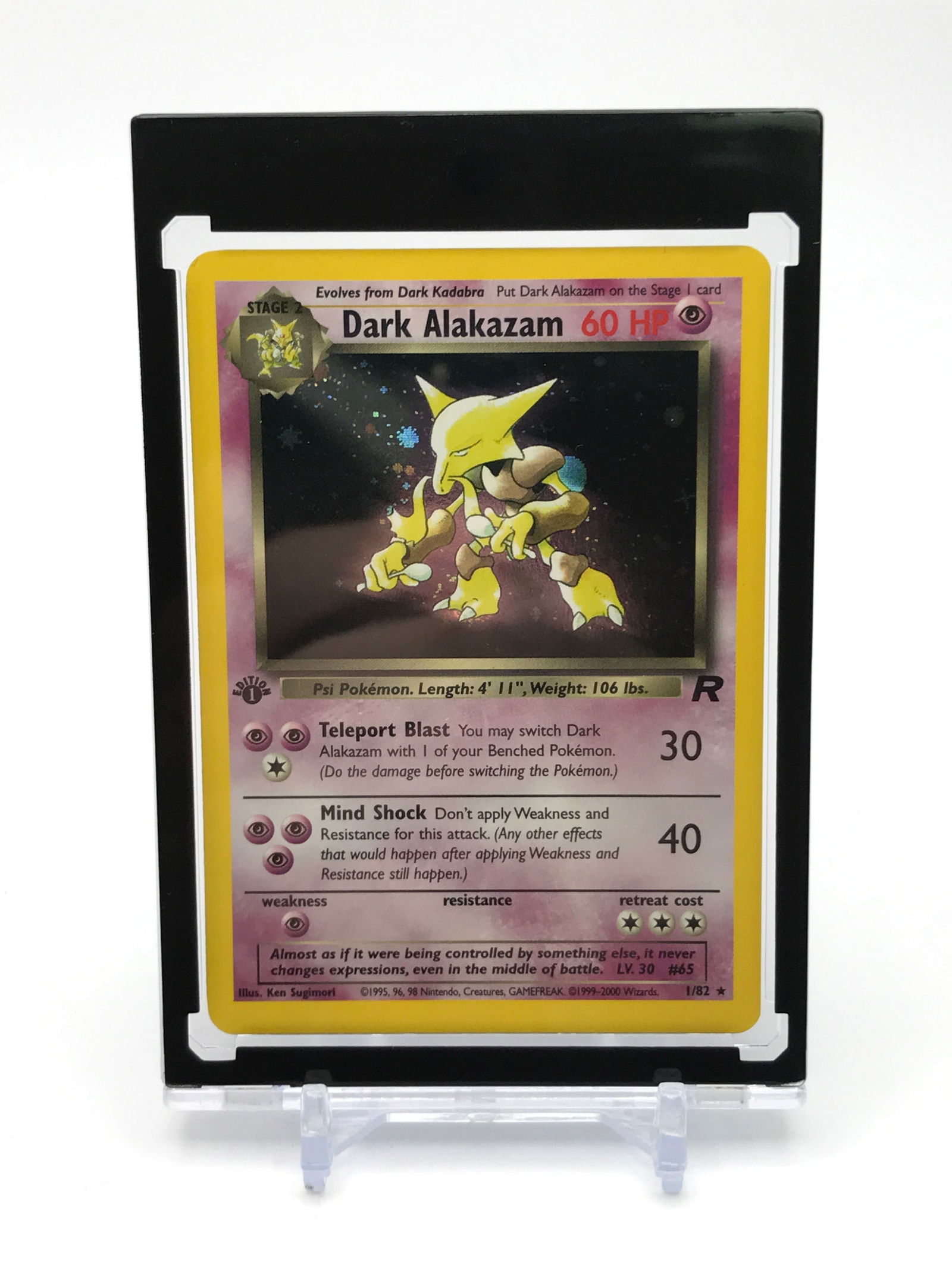 1999 POKEMON TRADING CARD DARK ALAKAZAM HOLO 1ST EDITION 1/82 (1 of 2)