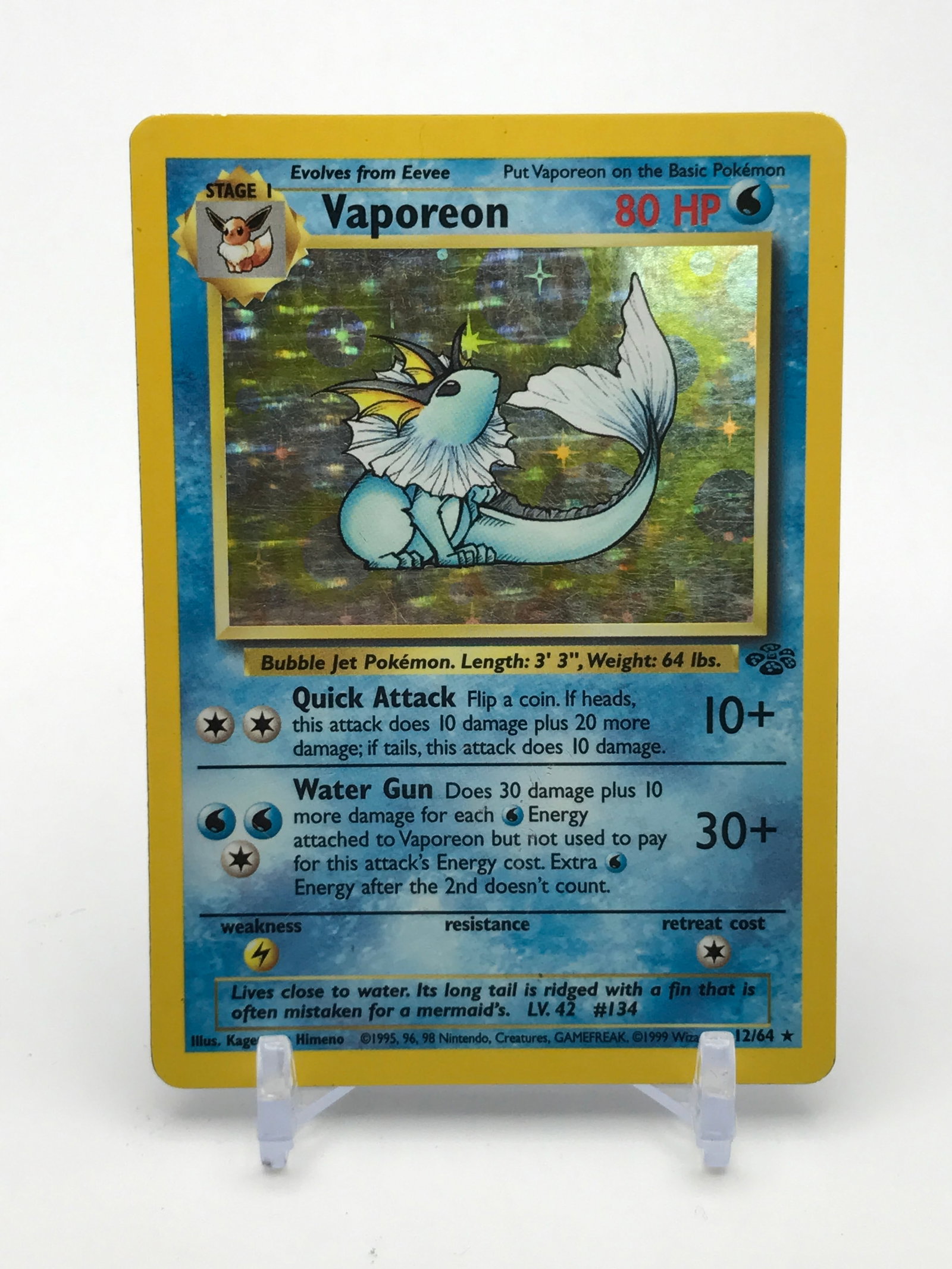 1999 POKEMON TRADING CARD VAPOREON HOLO JUNGLE EDITION 12/64: Prices are in Canadian Dollars