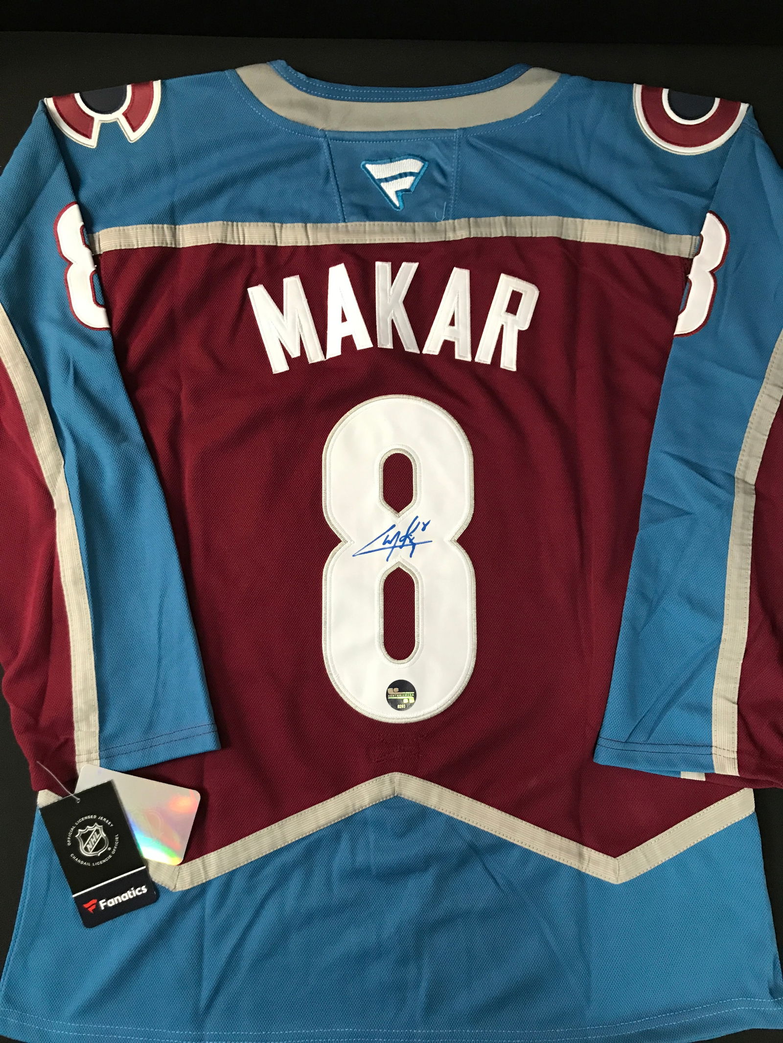 CALE MAKAR SIGNED COLORADO AVALANCHE JERSEY - CENTER ICE COA (1 of 3)