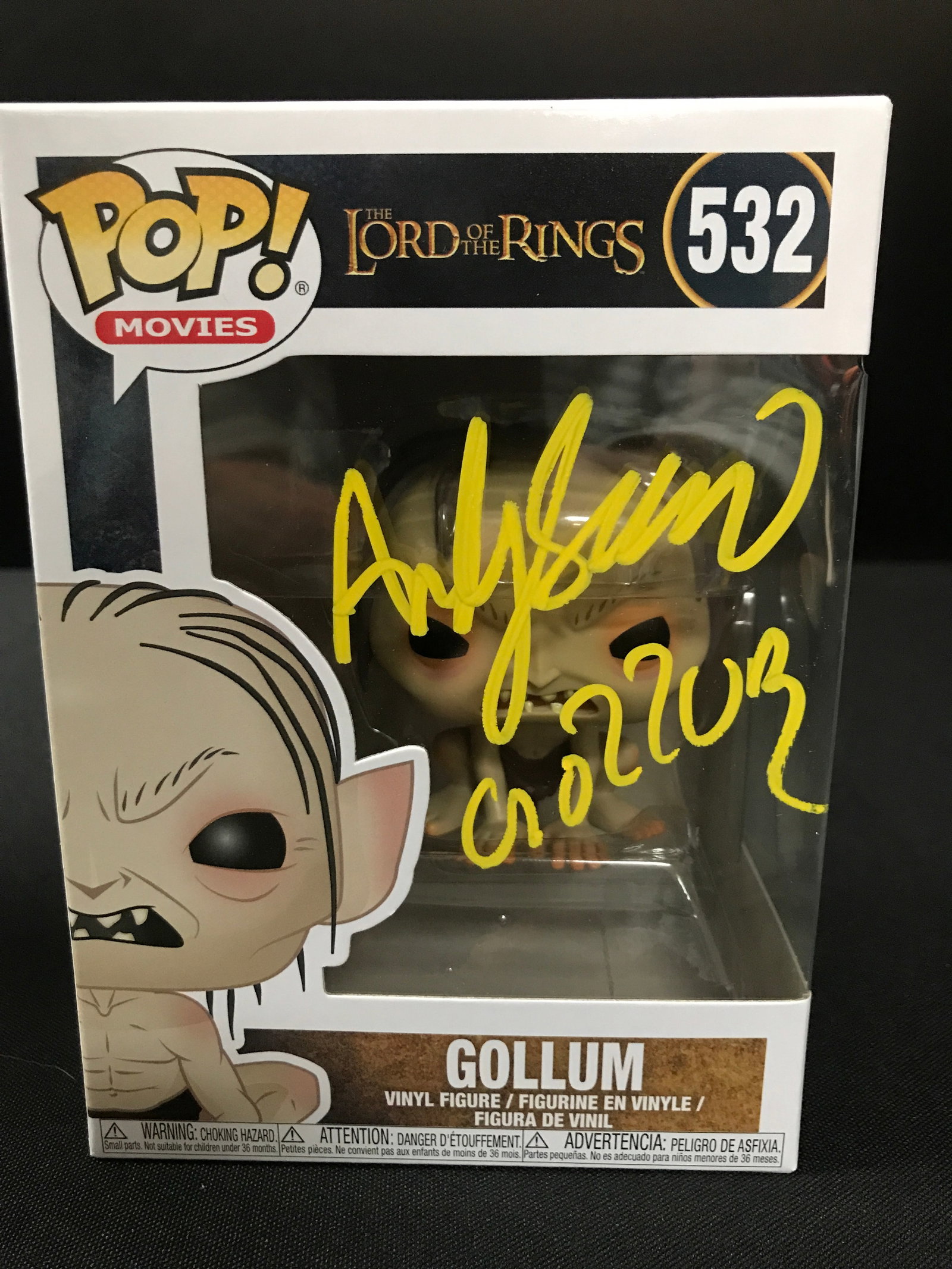 ANDY SERKIS SIGNED GOLLUM FUNKO POP - WWOC COA: Prices are in Canadian dollars