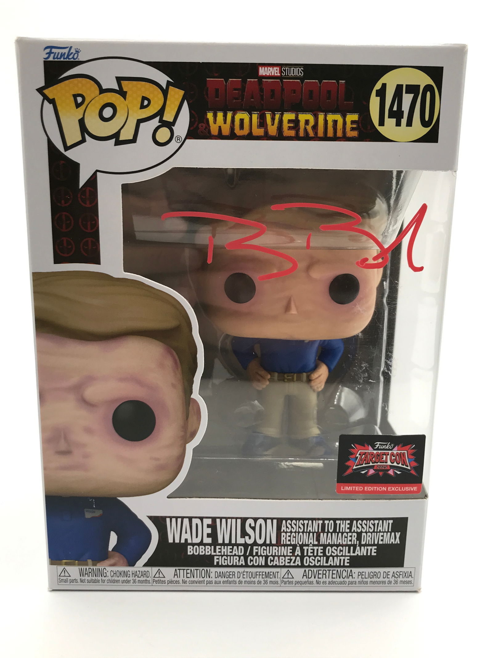 RYAN REYNOLDS SIGNED WADE WILSON FUNKO POP - KB COA (1 of 2)
