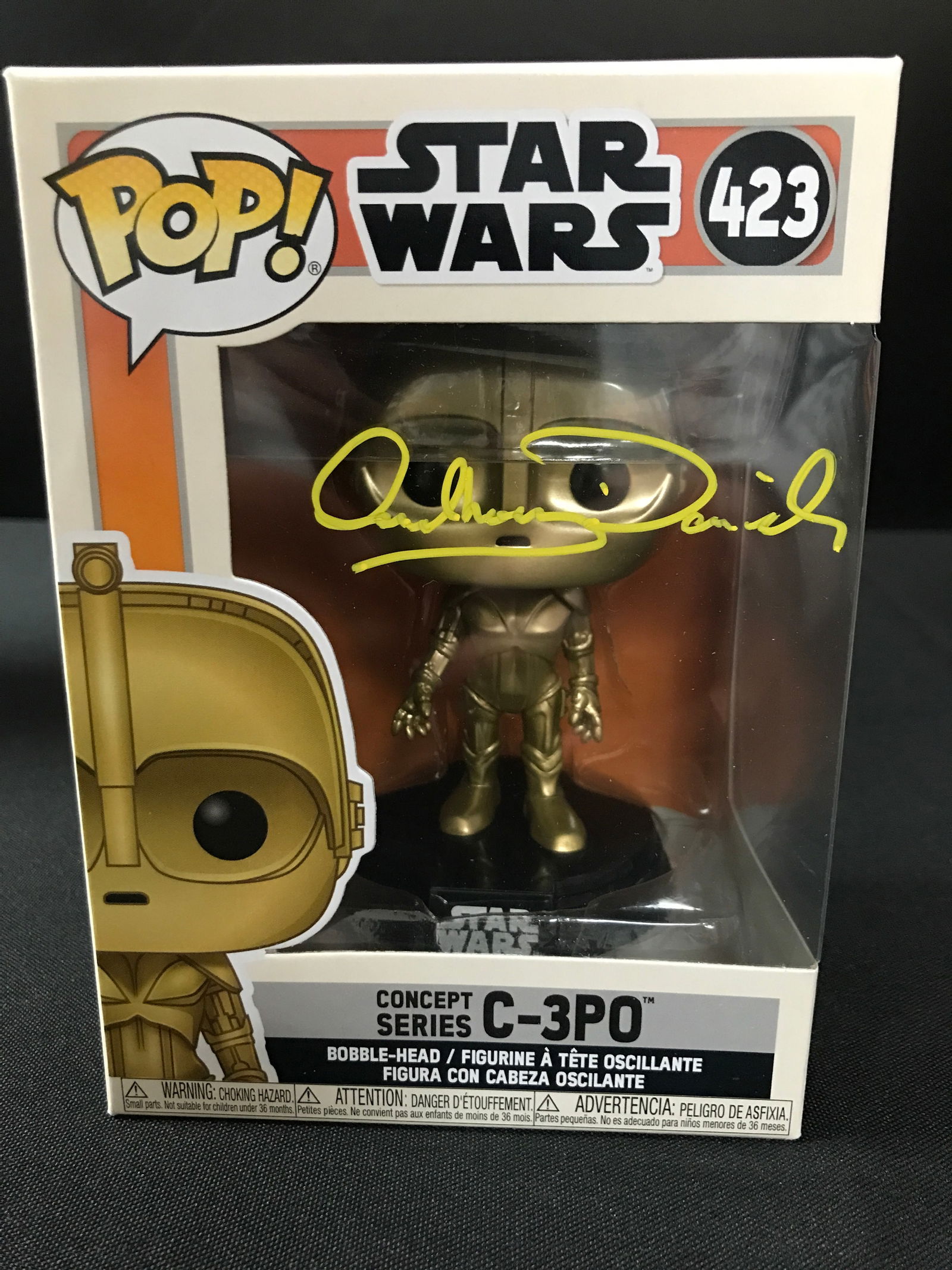 ANTHONY DANIELS SIGNED C3PO FUNKO POP - WWOC COA (1 of 1)