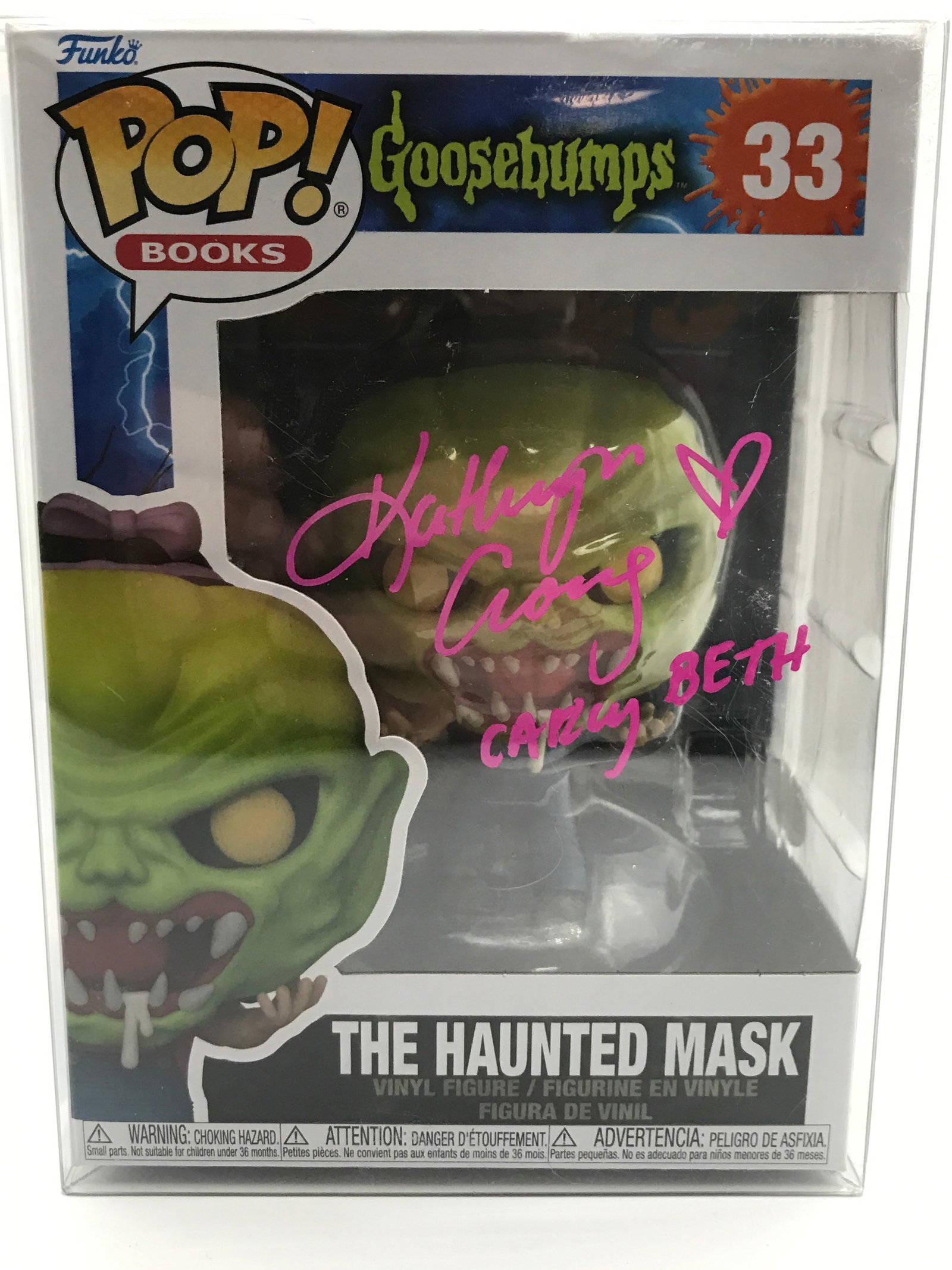 KATHRYN LONG SIGNED AND INSCRIBED HAUNTED MASK FUNKO POP - JSA COA: Prices are in Canadian dollars